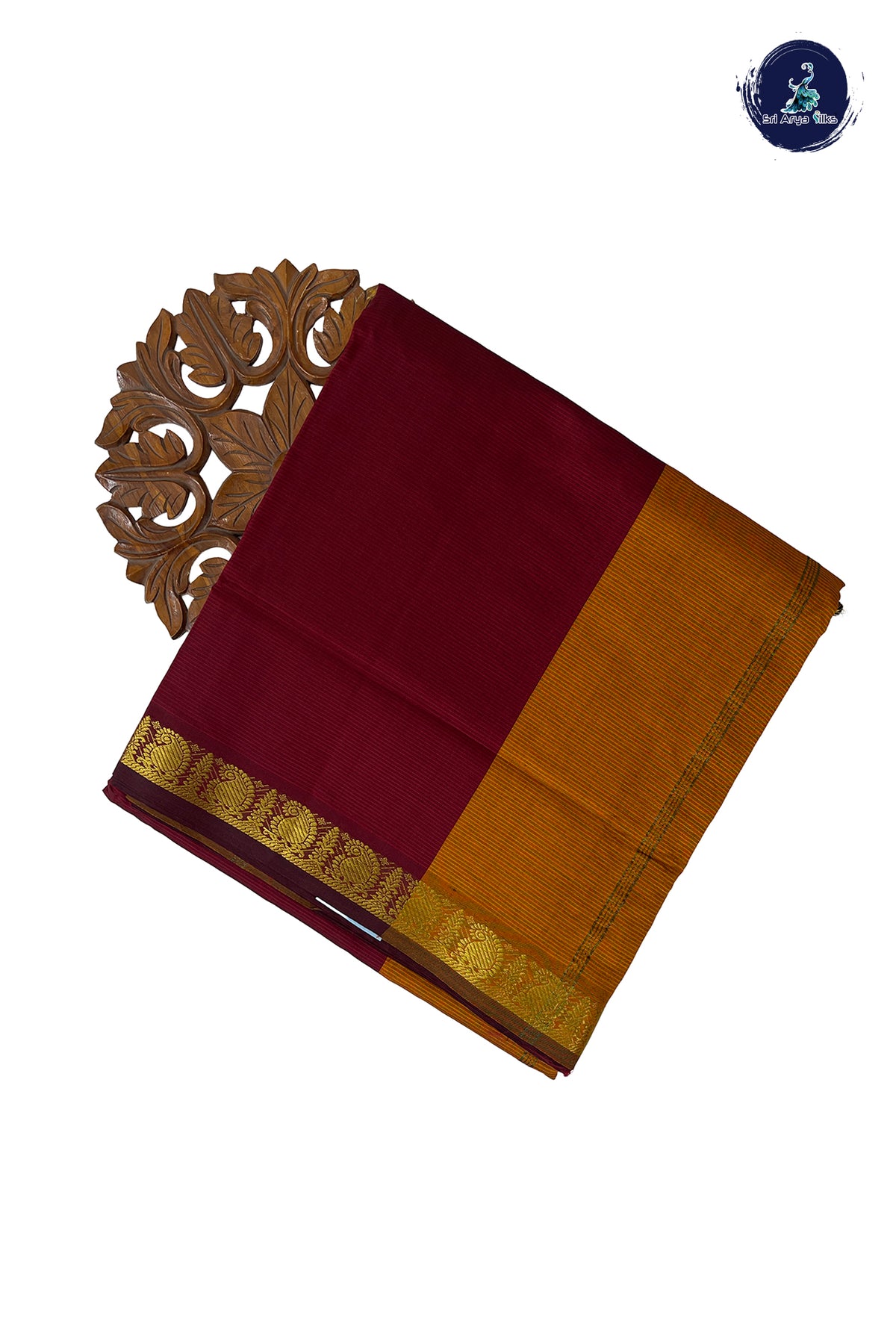 Brown Half Pure Madisar Silk Cotton Saree With Doria Lines Pattern