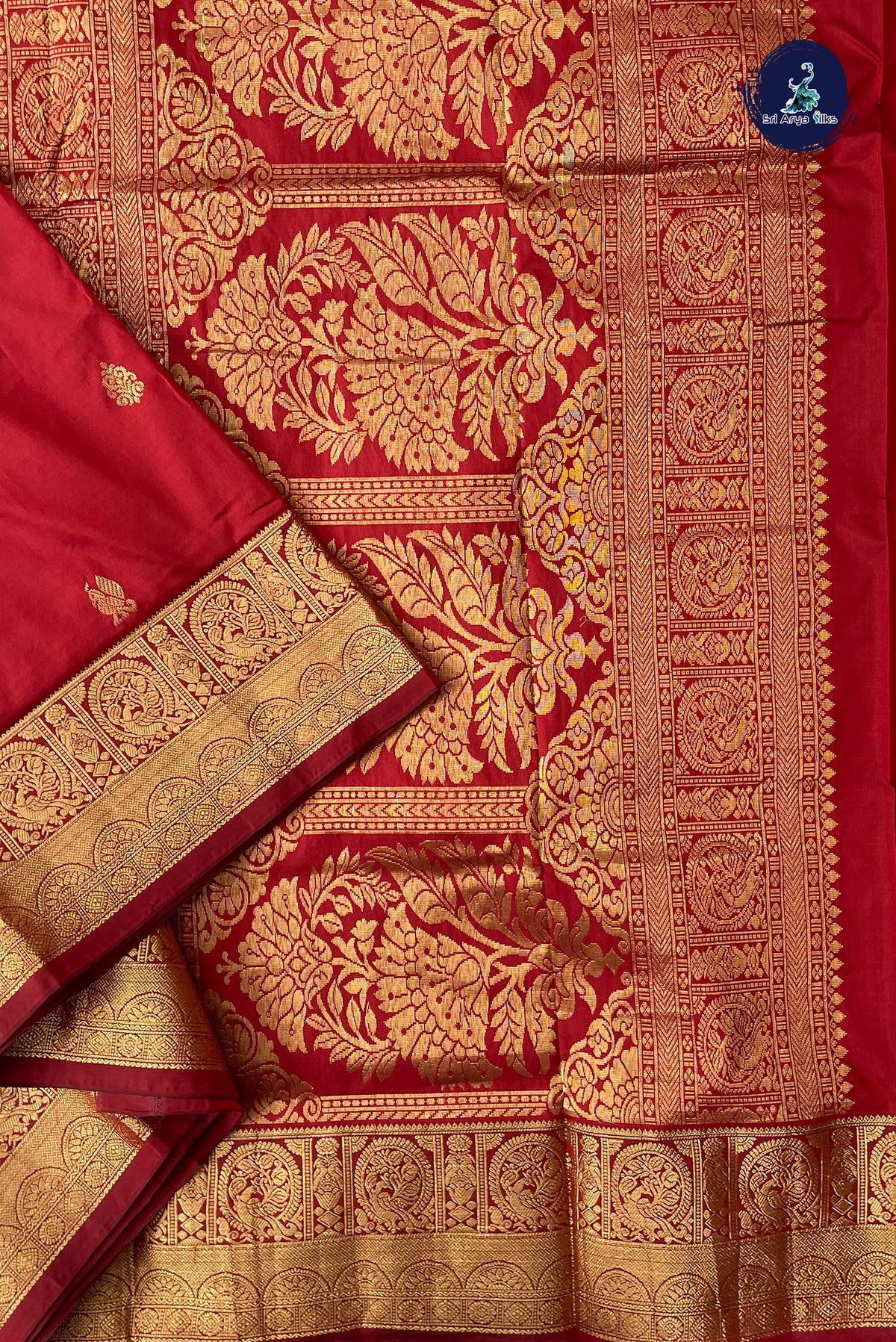 Maroon 10 Yards Semi Silk With Zari Buttas Pattern