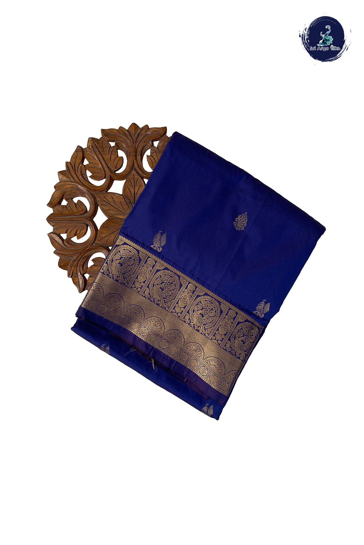 Dark Blue 10 Yards Semi Silk With Zari Buttas Pattern