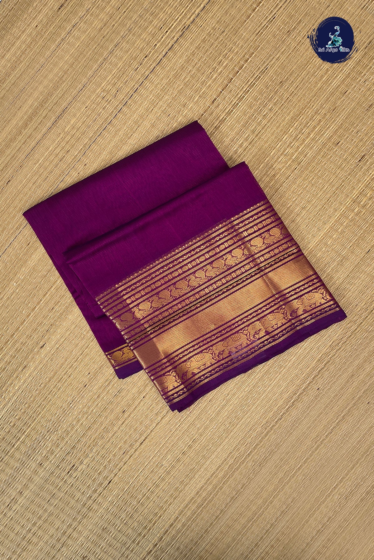 Jamun Mangalgiri Silk Cotton With Doria Lines Pattern