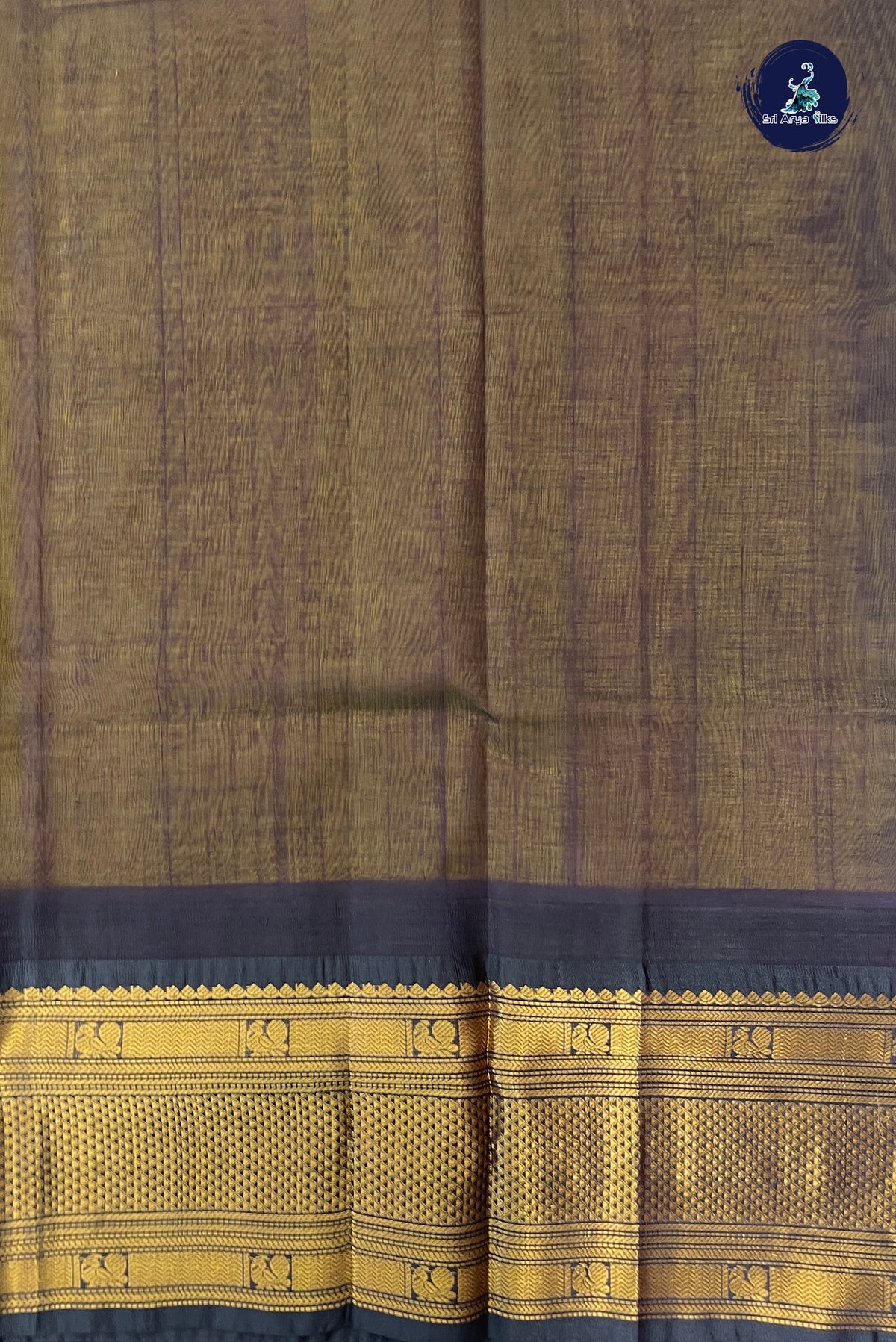 Yellow Kuppadam Silk Cotton Saree With Plain Pattern