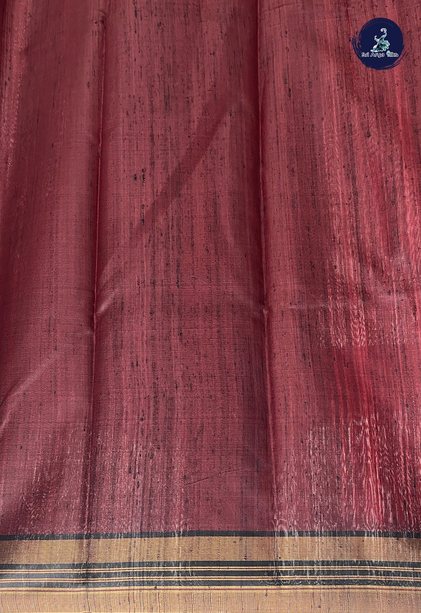 Bright Red Raw Silk Saree With Stripes Pattern