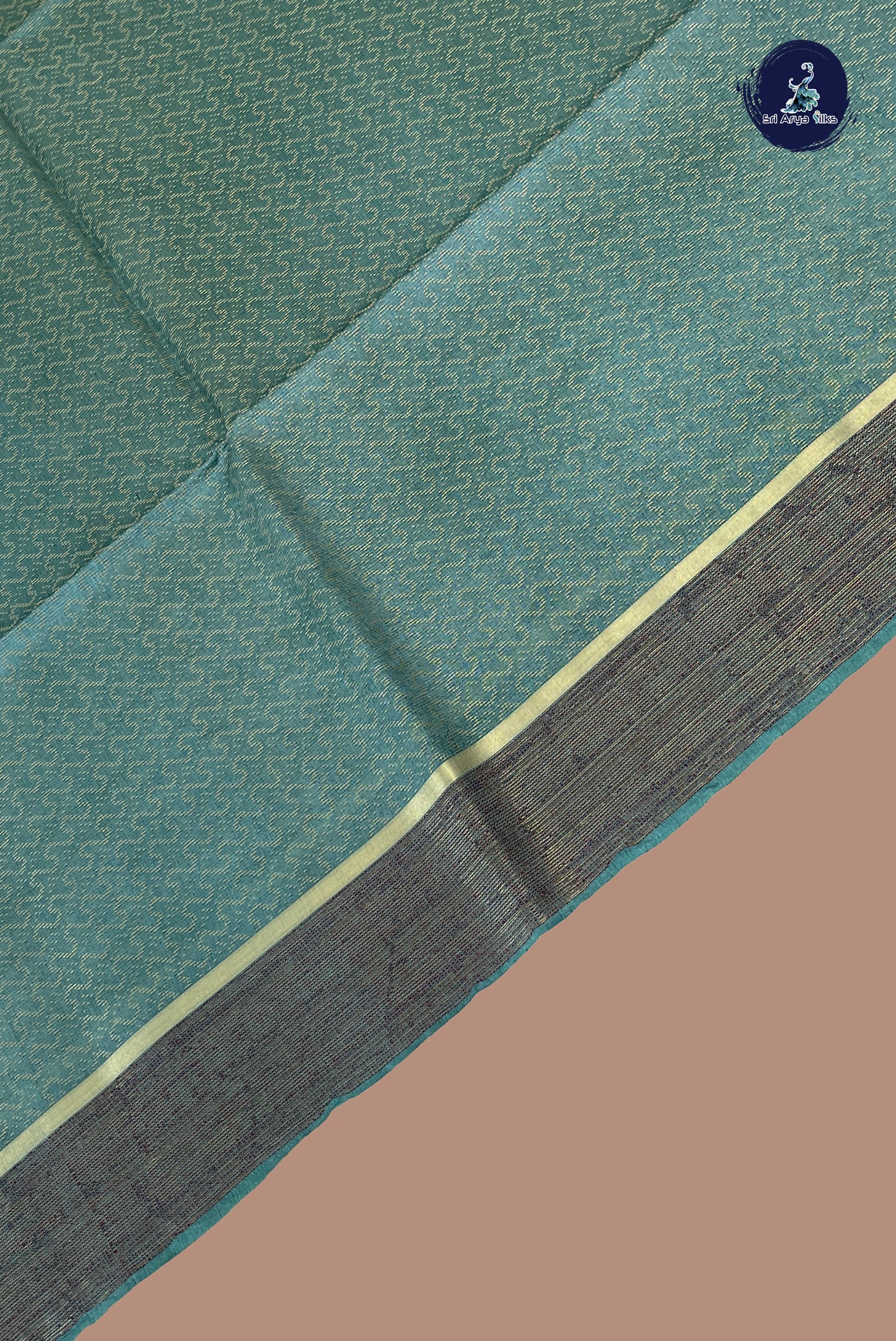 Teal Blue Tussar Saree With Zari Woven Pattern