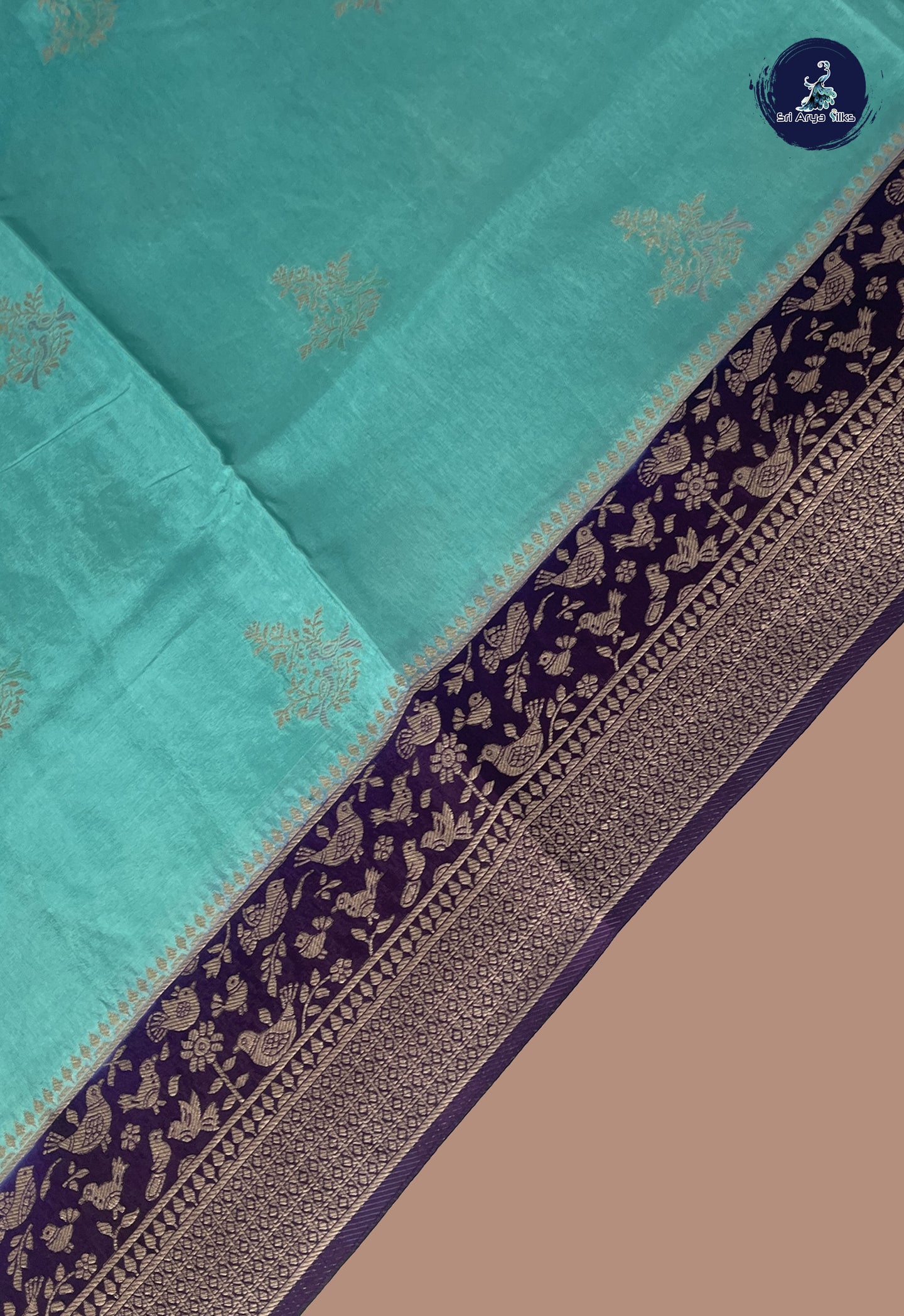 Teal Banarasi Silk Saree With Zari Buttas Pattern