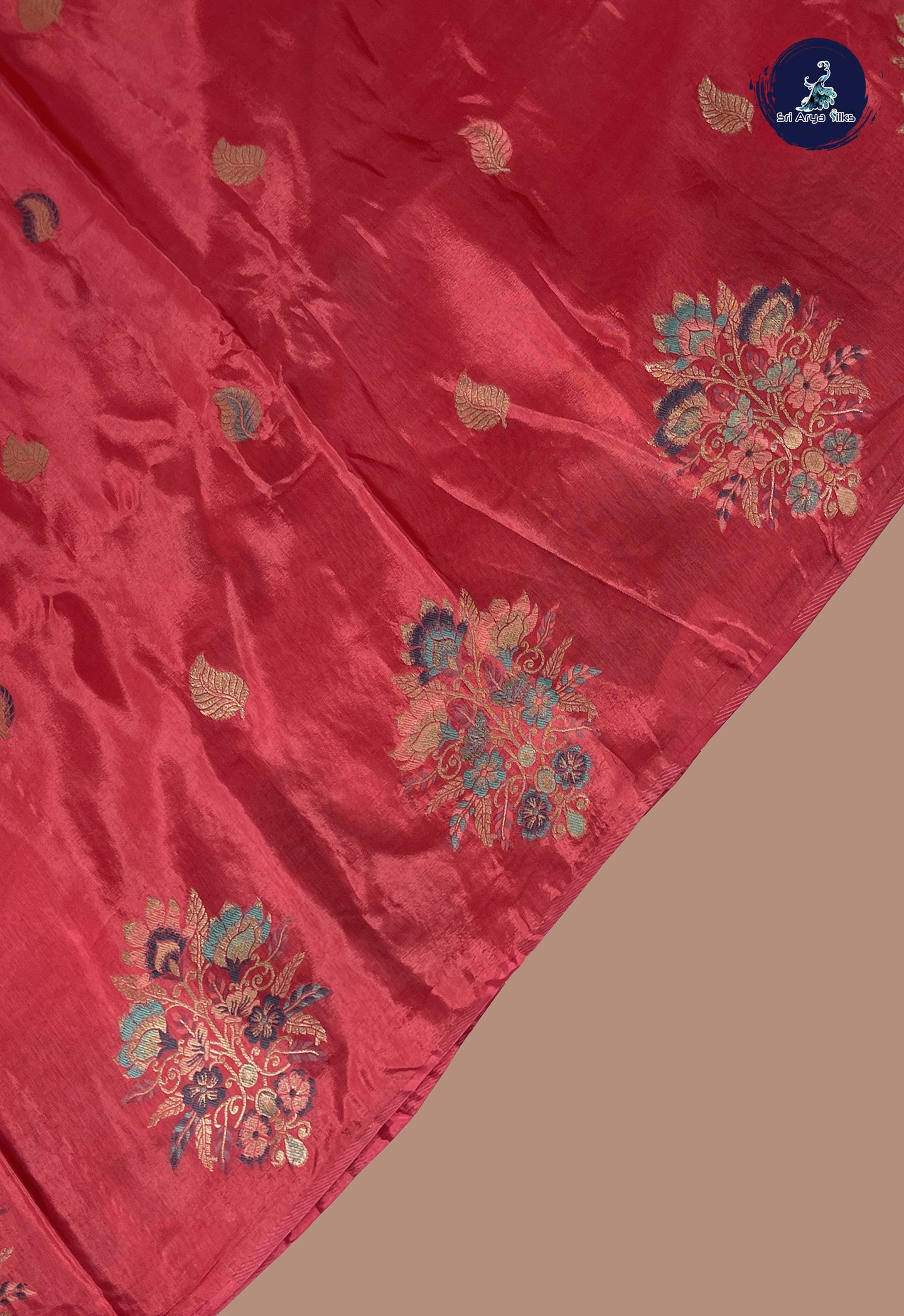 Peach Pink Banarasi Silk Saree With Zari Buttas Pattern