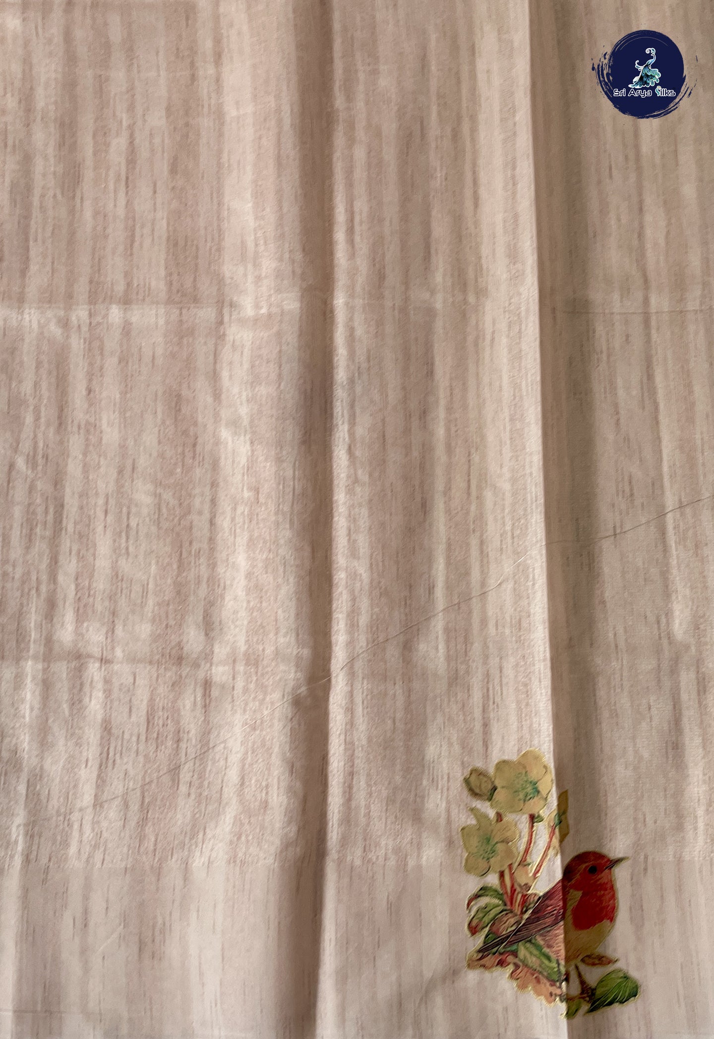 Light Pink Tussar Saree With Kalamkari Pattern