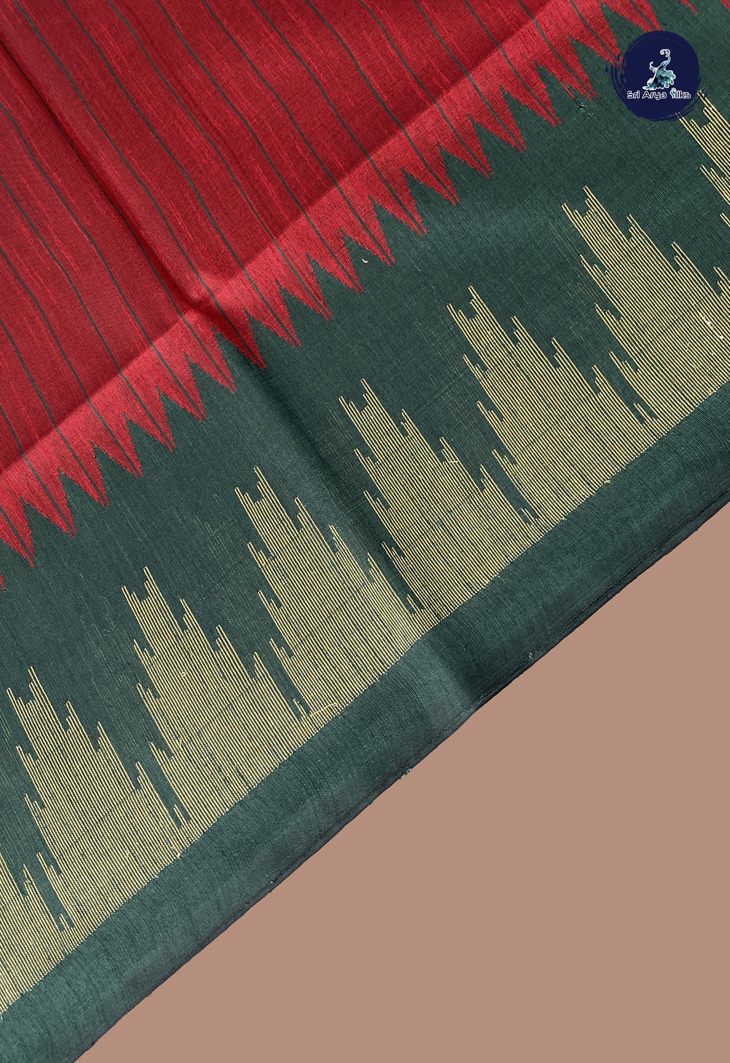 Maroon Raw Silk Saree With Stripes Pattern