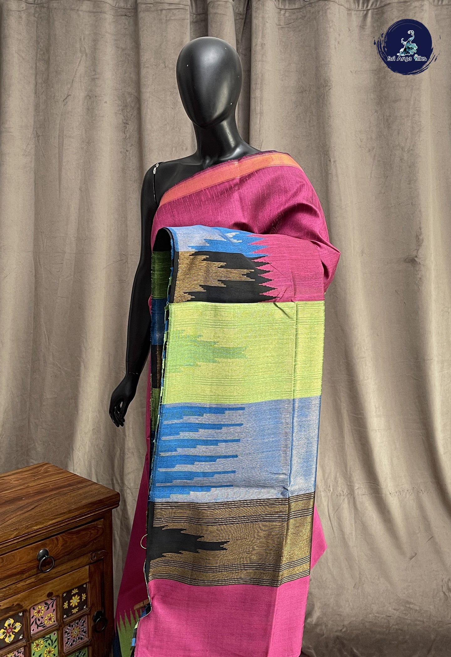 BeetRoot Shade Raw Silk Saree With Buttas Pattern