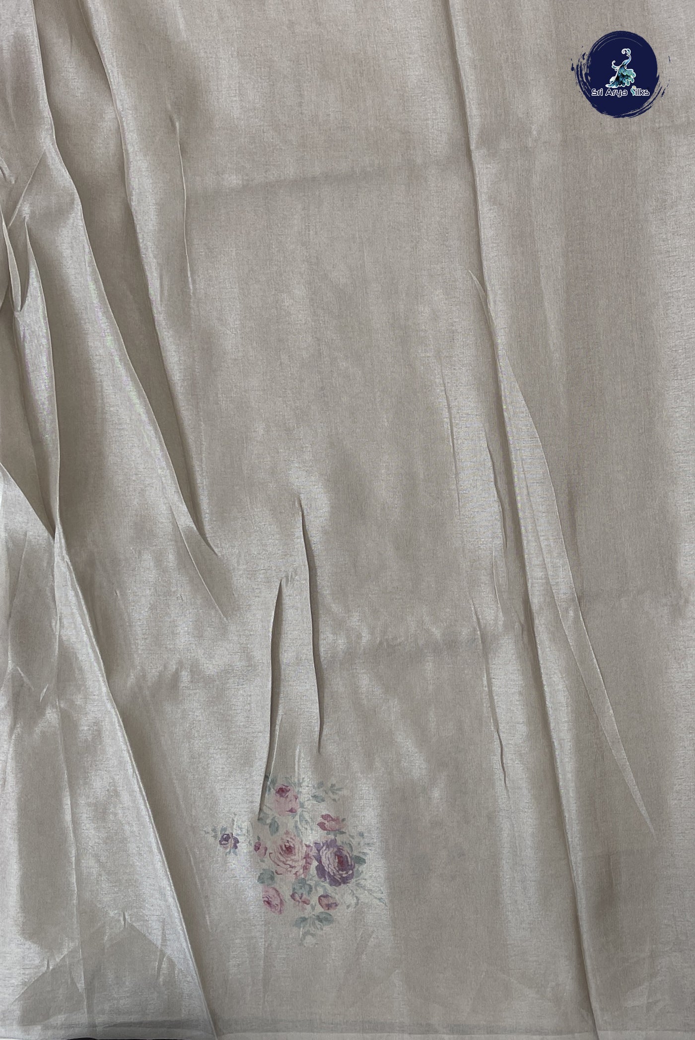 Ivory Banarasi Silk Saree With Printed Pattern