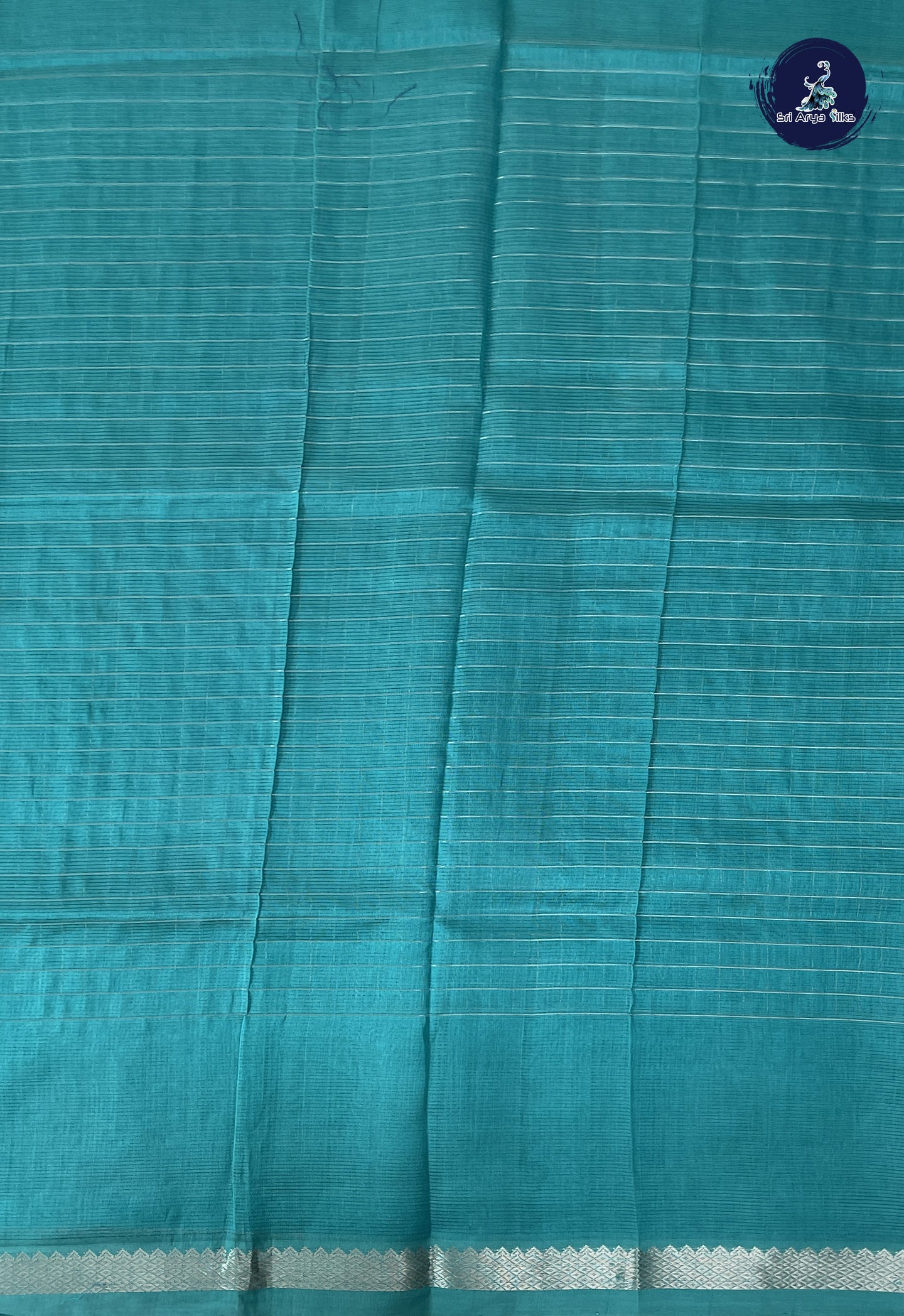Teal Blue Mangalgiri Silk Cotton With Checked Pattern