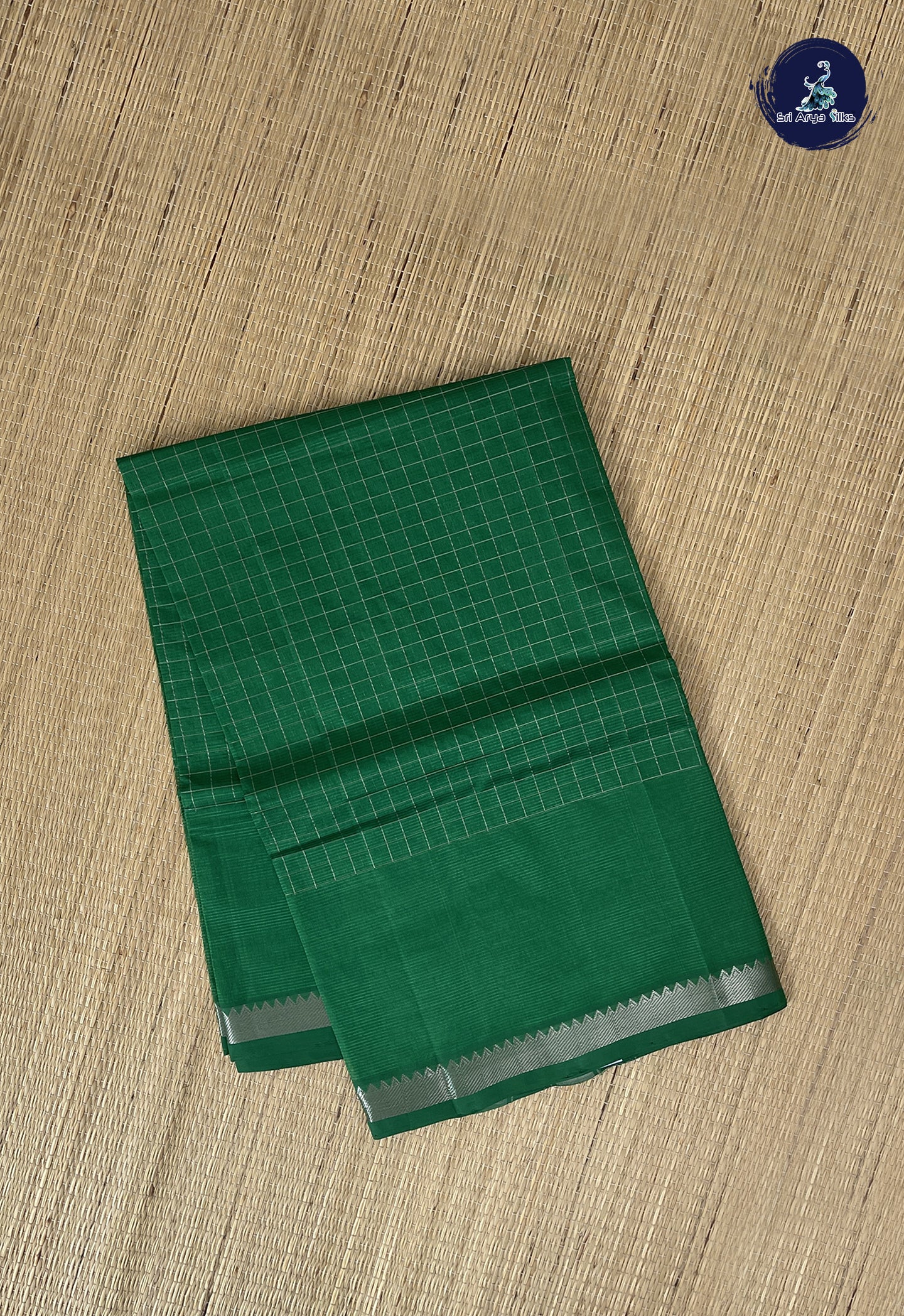 Green Mangalgiri Silk Cotton With Checked Pattern
