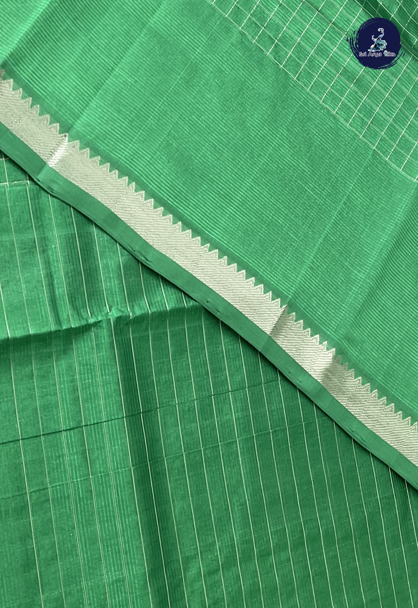 Green Mangalgiri Silk Cotton With Checked Pattern