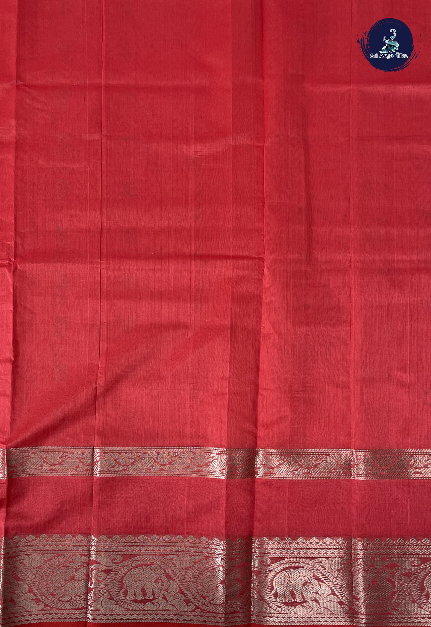 Caramel Pink Mangalgiri Silk Cotton With Zari Buttas Pattern