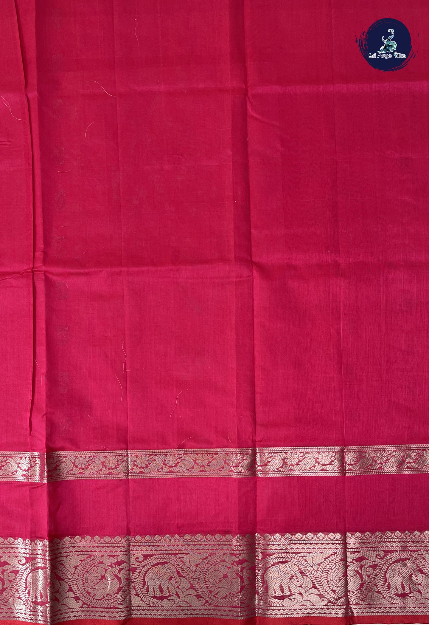 Dark Pink Mangalgiri Silk Cotton With Zari Buttas Pattern