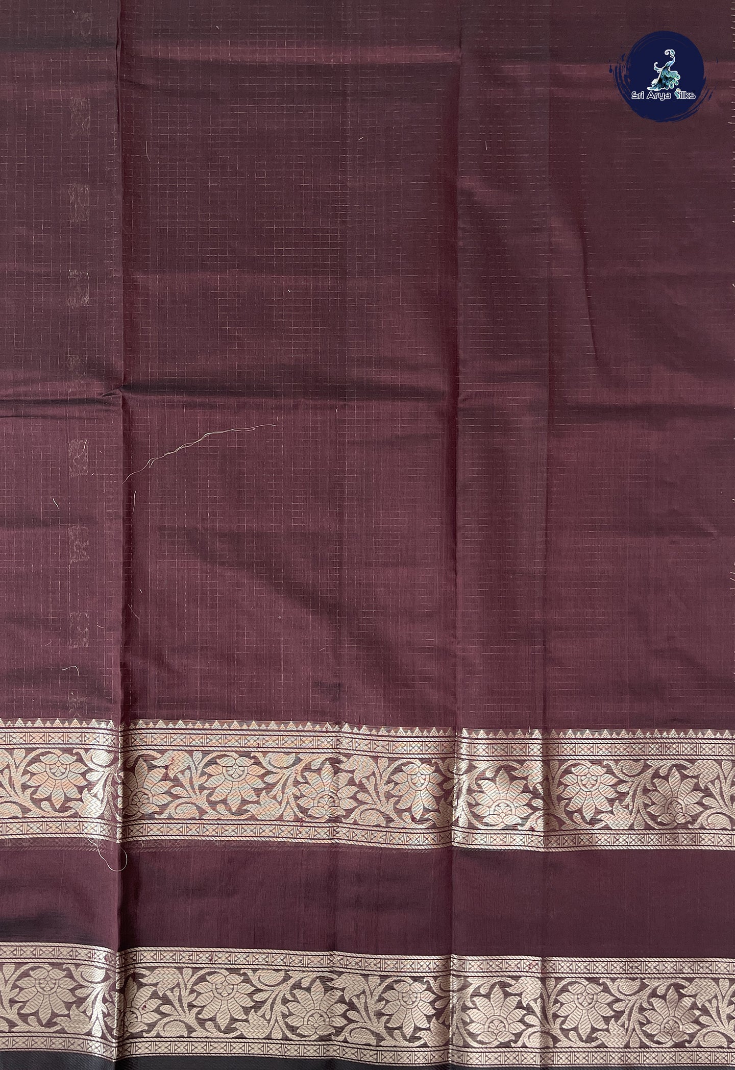 Coffee Brown Mangalgiri Silk Cotton With Zari Checked Pattern