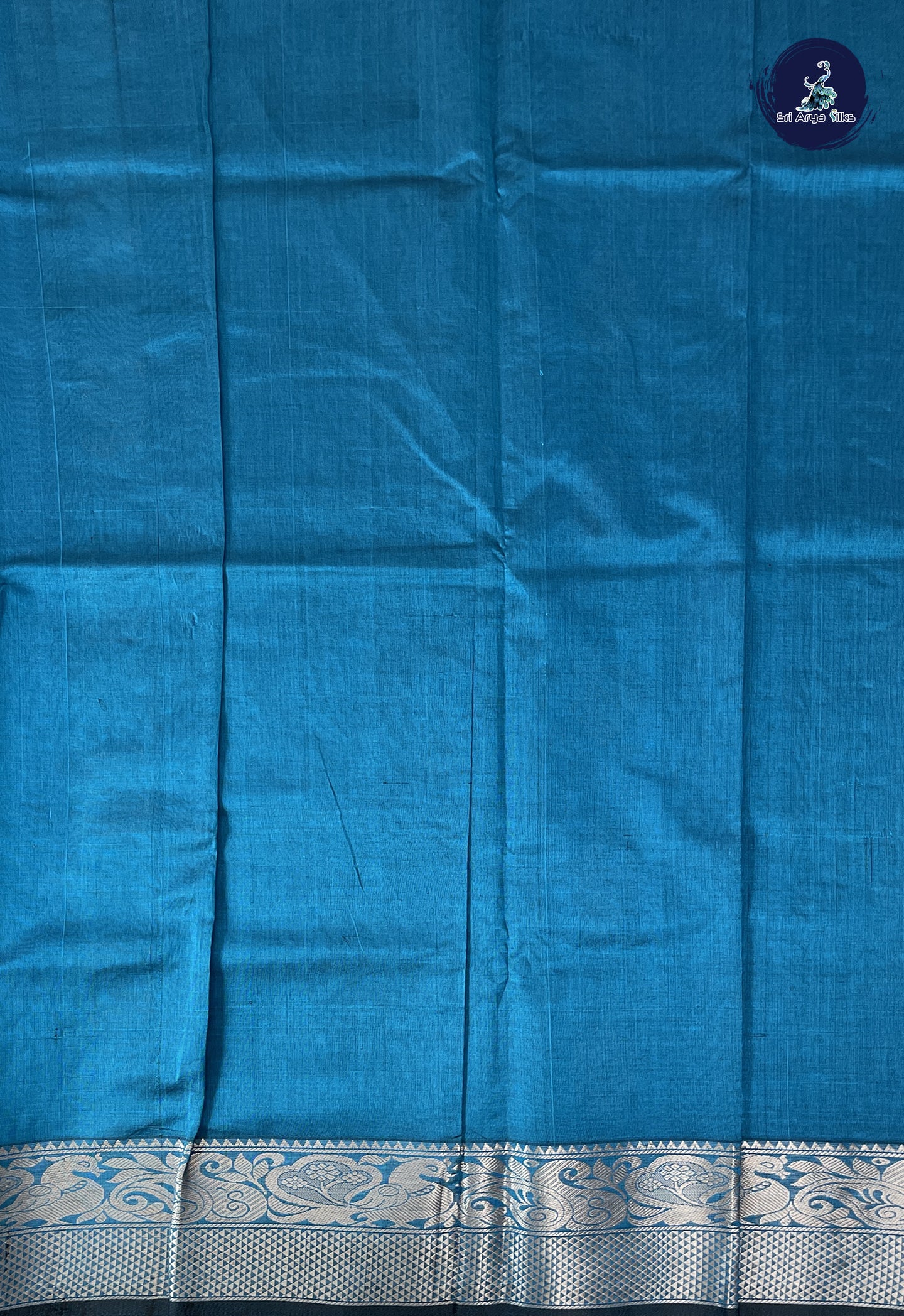 Midnight Blue Mangalgiri Silk Cotton With Zari Buttas Pattern