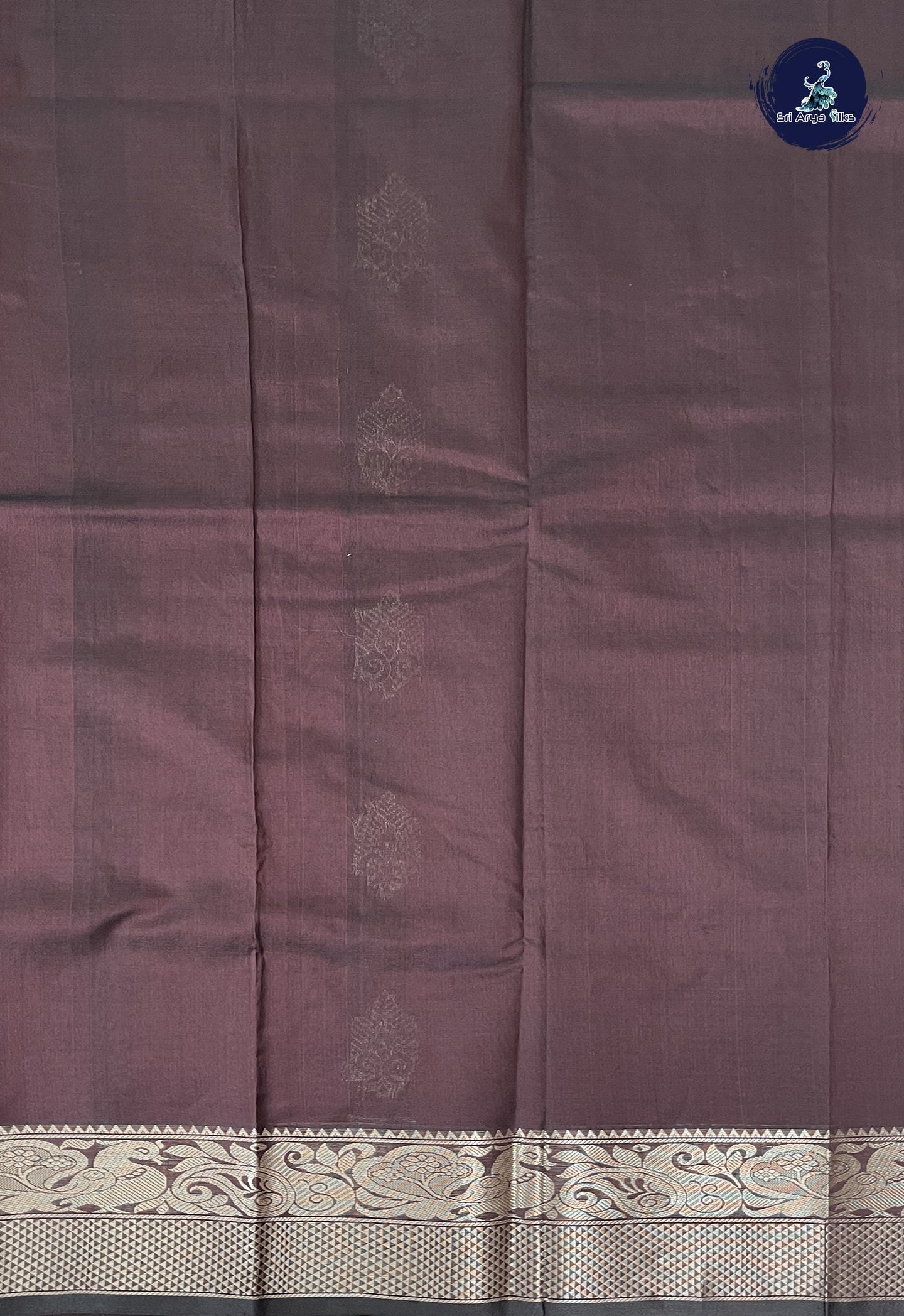 Coffee Brown Mangalgiri Silk Cotton With Zari Buttas Pattern
