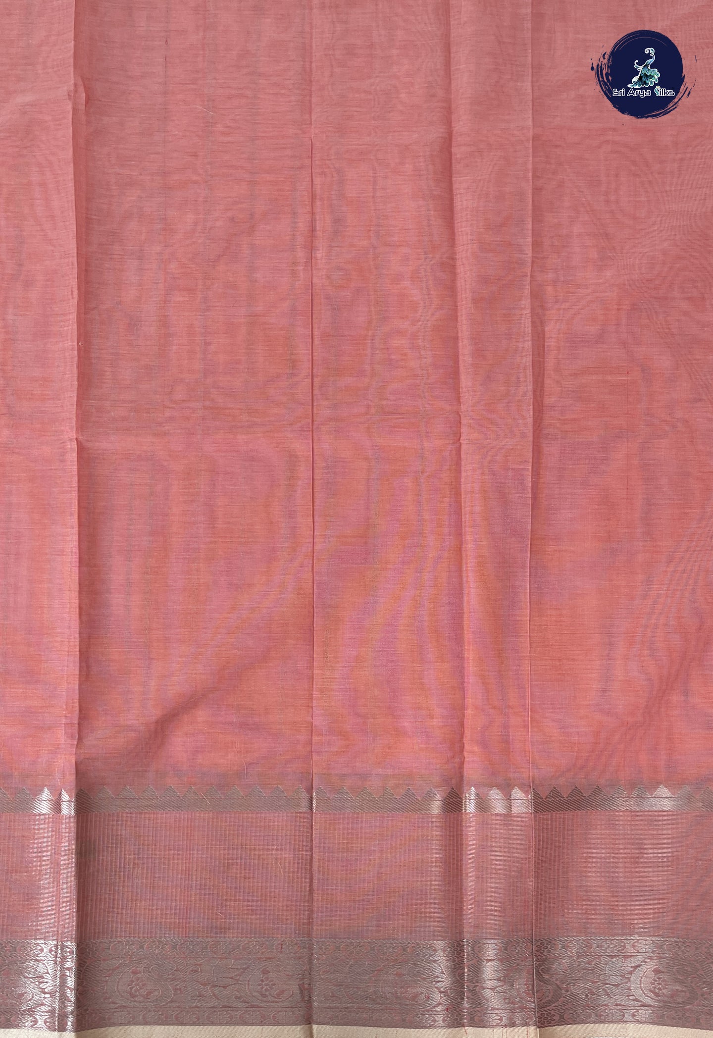 Peach Mangalgiri Silk Cotton With Laksha Deepam Design Pattern