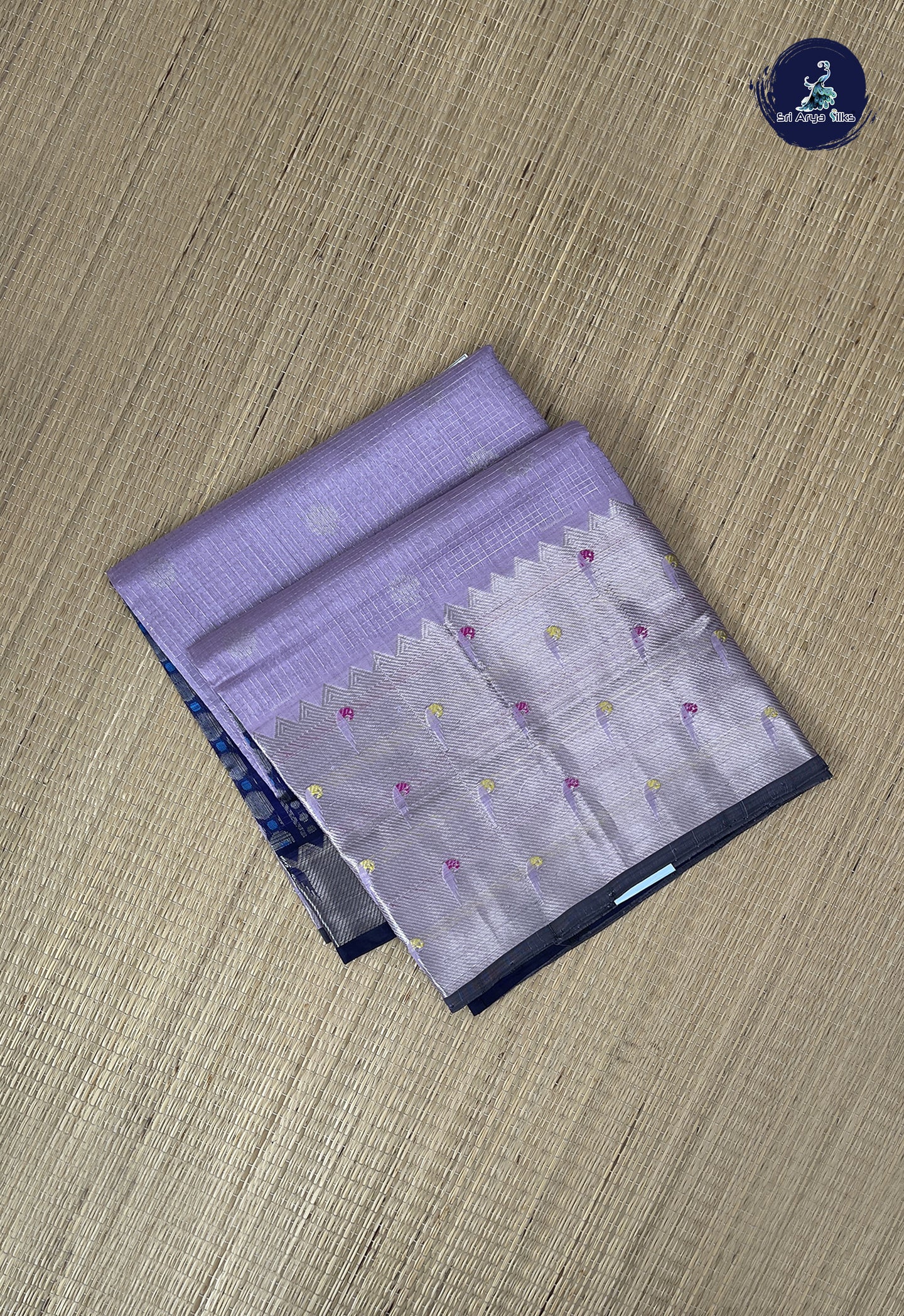 Lavender Mangalgiri Silk Cotton With Zari Checked Pattern