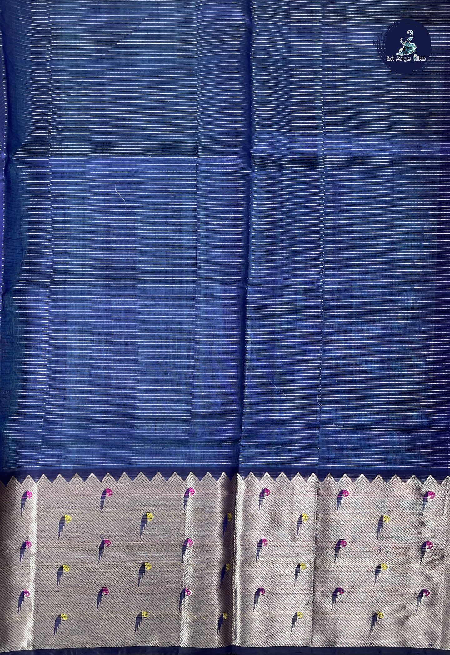 Light Blue Mangalgiri Silk Cotton With Zari Checked Pattern