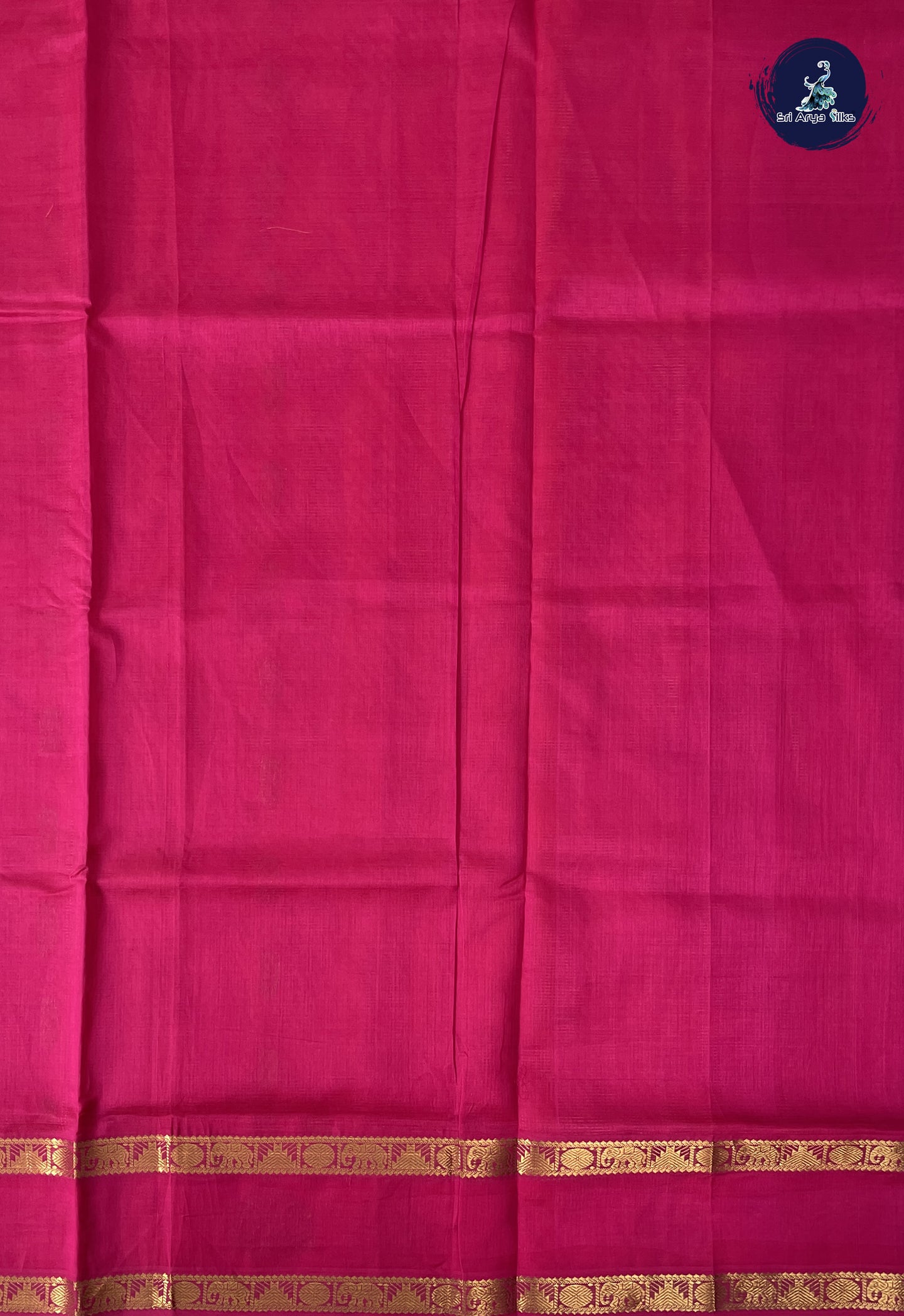 Pinkish Orange Mangalgiri Silk Cotton With Vaira Oosi Pattern