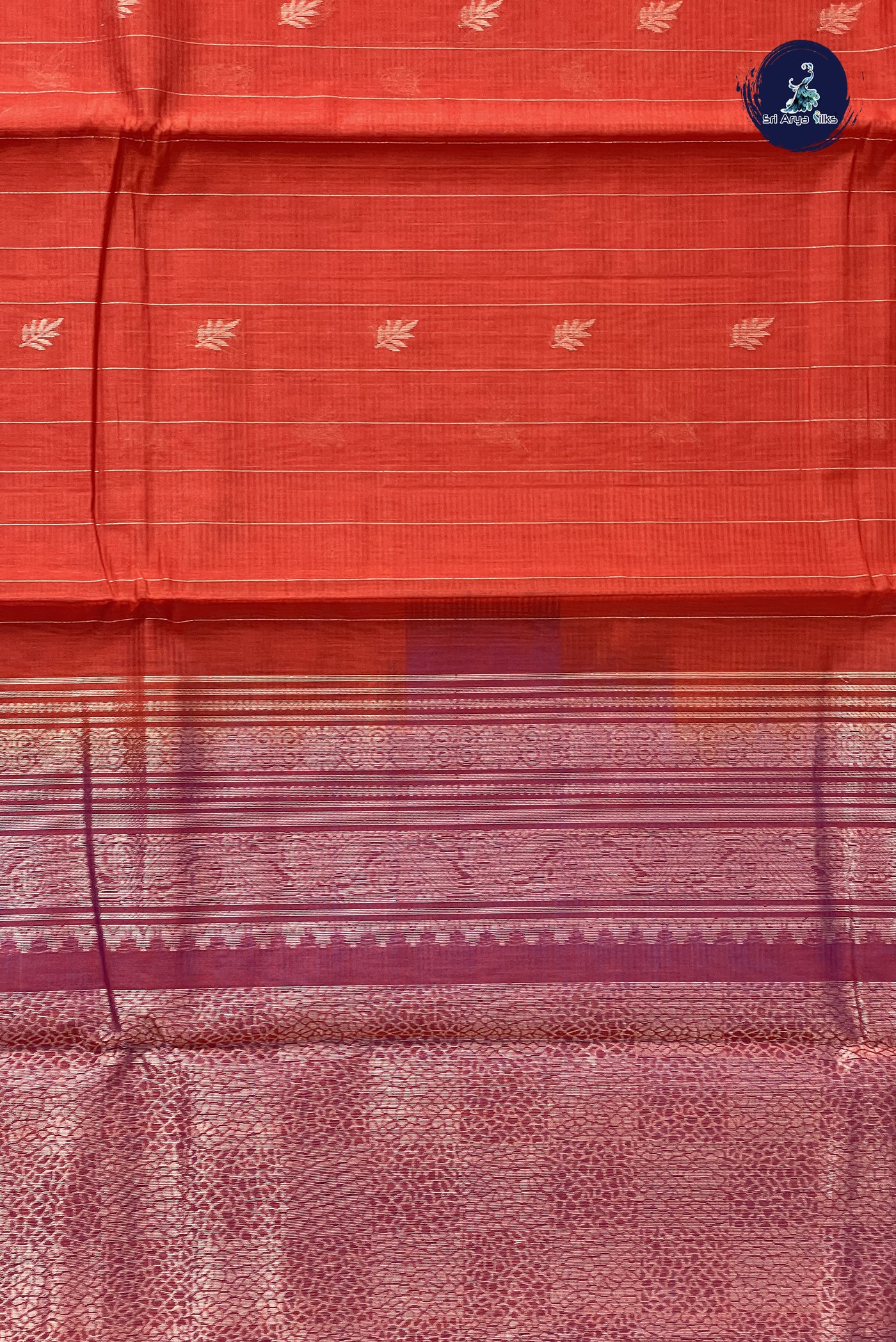 Maroon Kora Sico Silk Cotton With Stripes Pattern