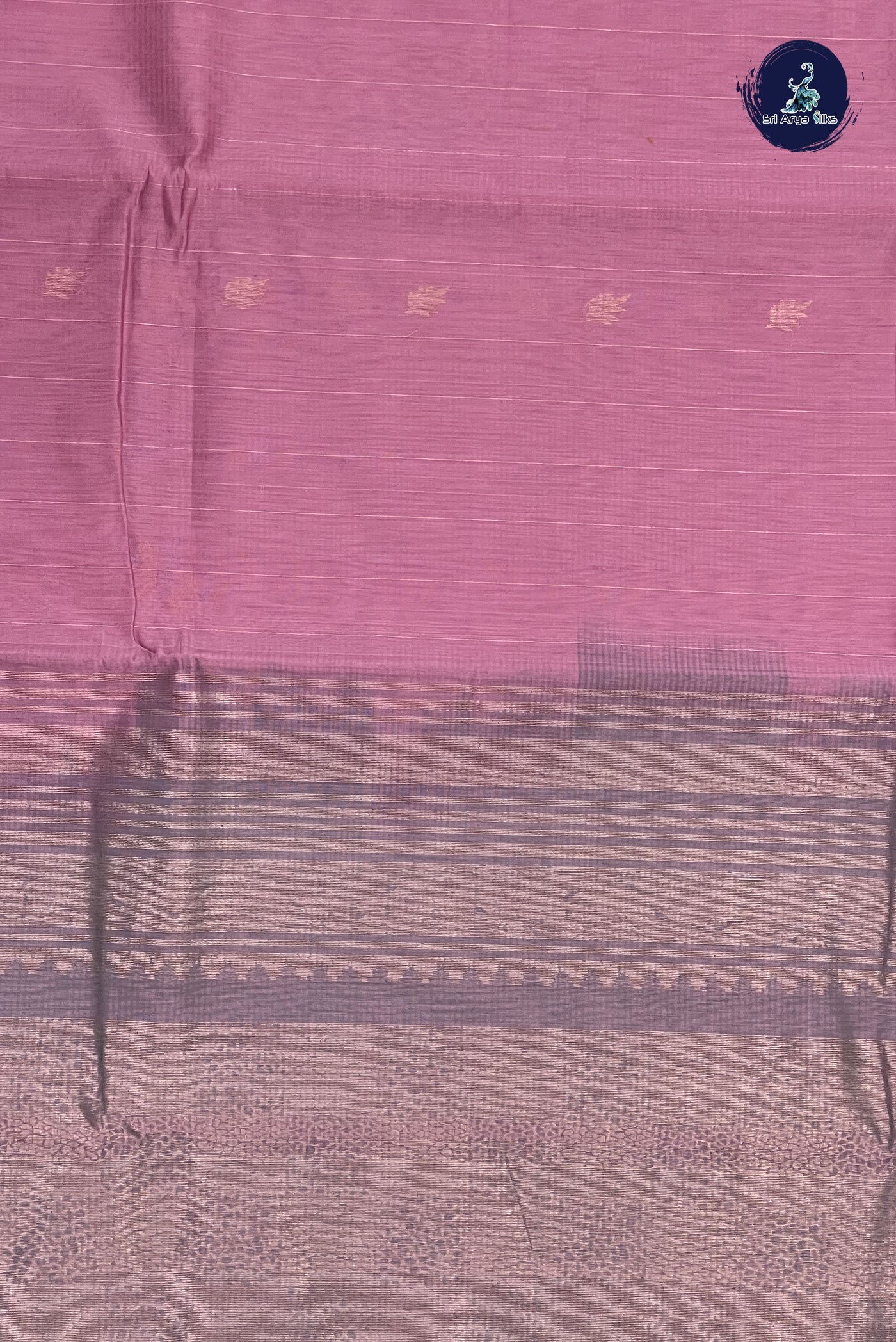 Light Brown Kora Sico Silk Cotton With Stripes Pattern