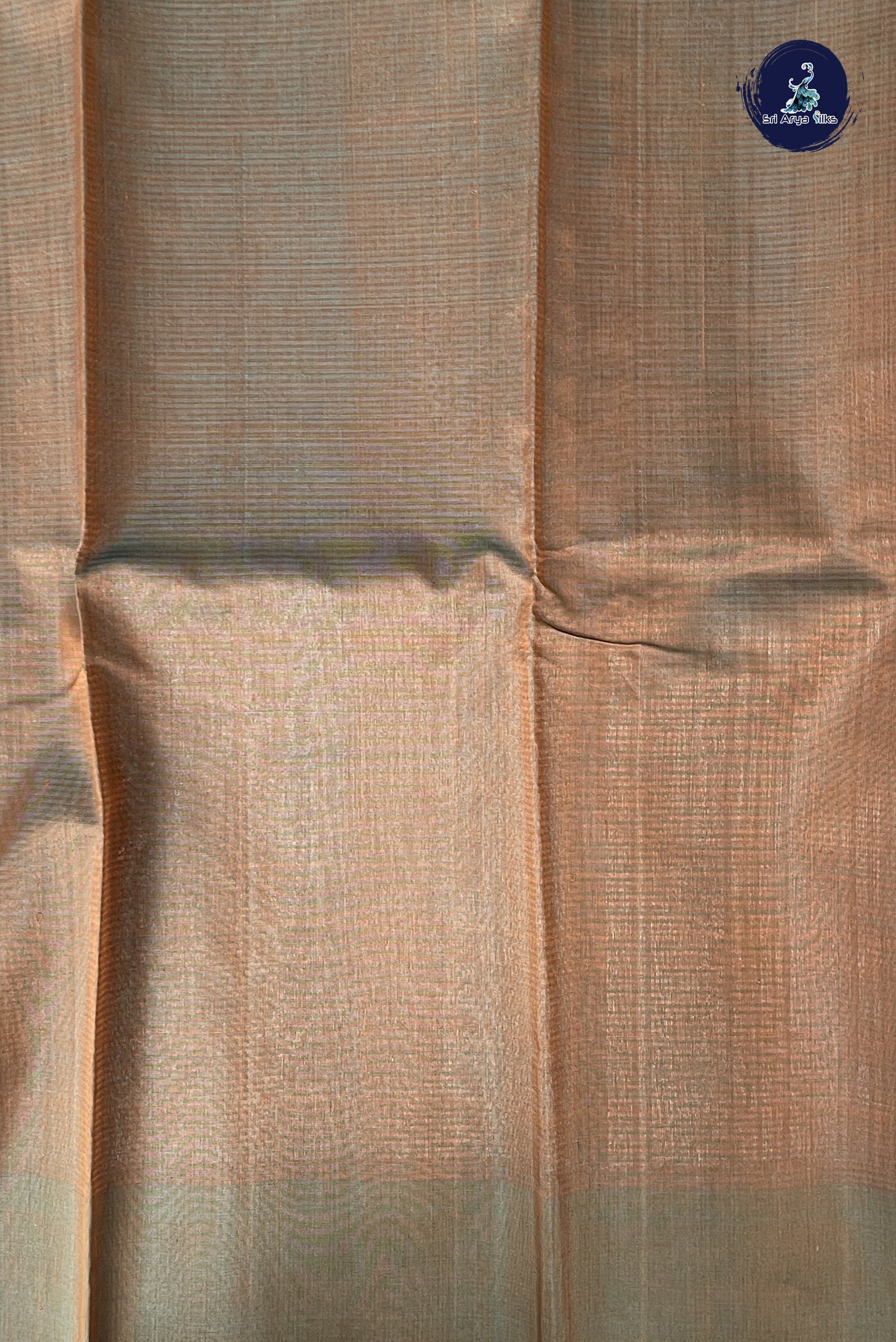 Light Brown Kora Sico Silk Cotton With Stripes Pattern
