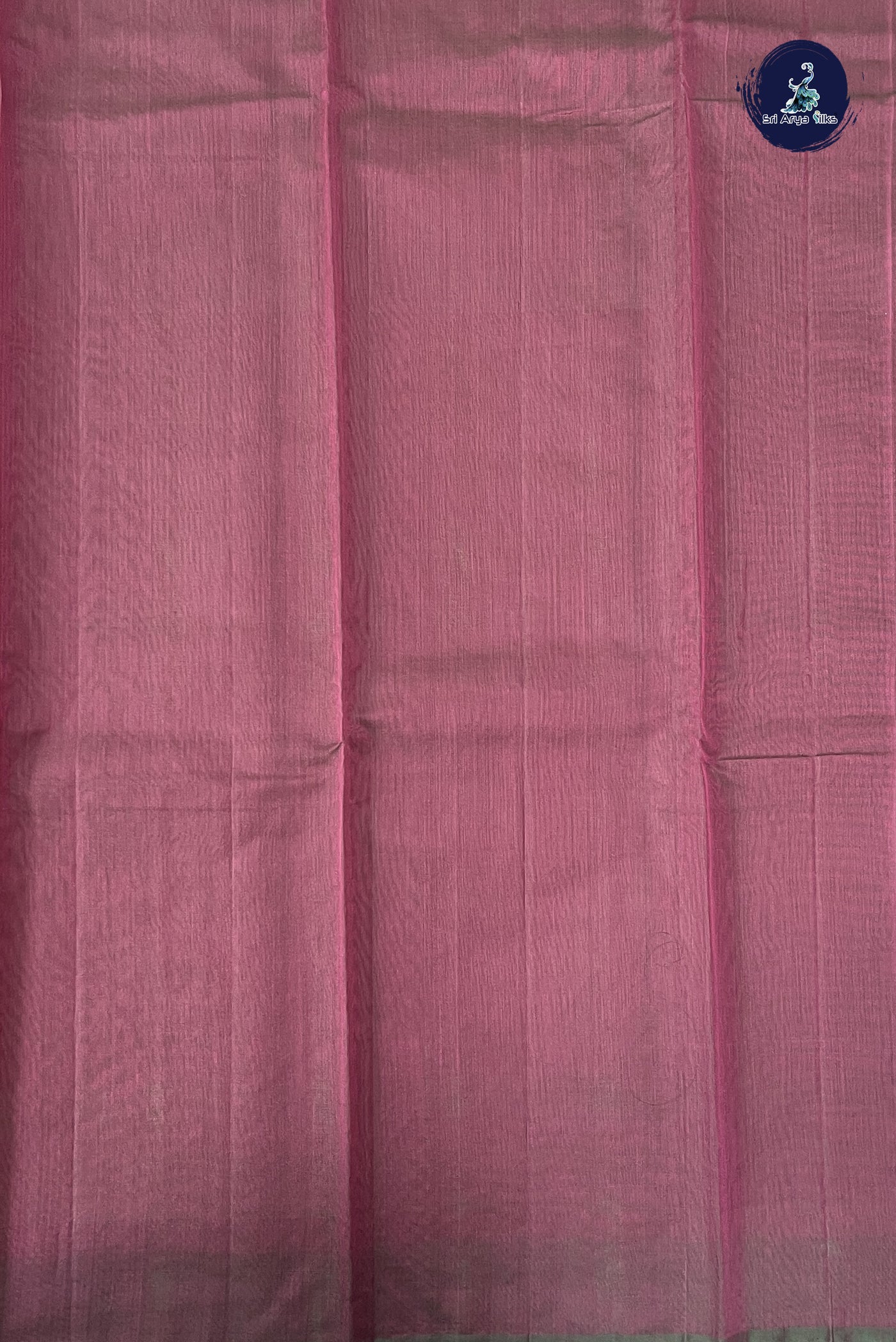 Pinkish Maroon Kora Sico Silk Cotton With Stripes Pattern