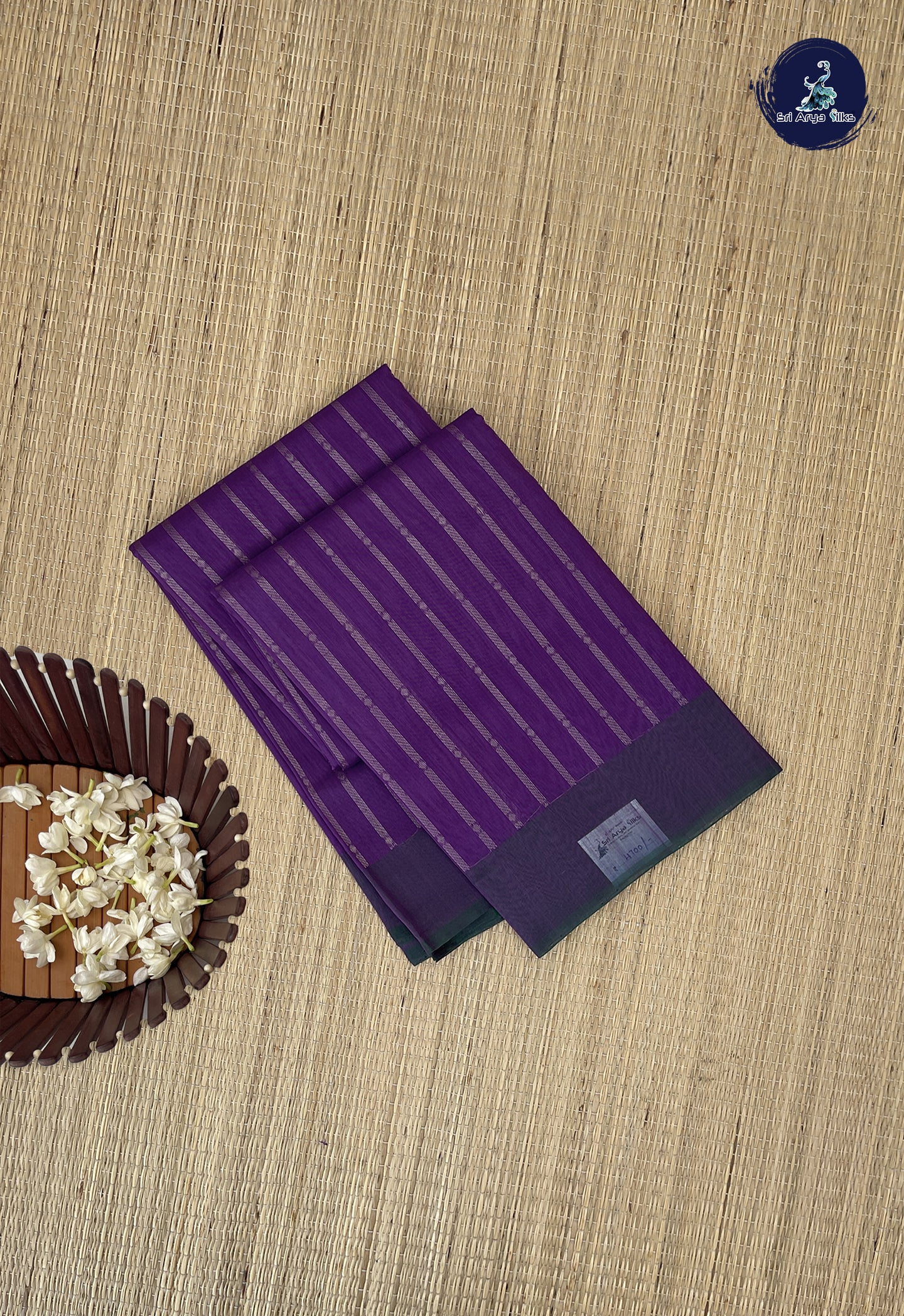 Violet Kora Sico Silk Cotton With Stripes Pattern