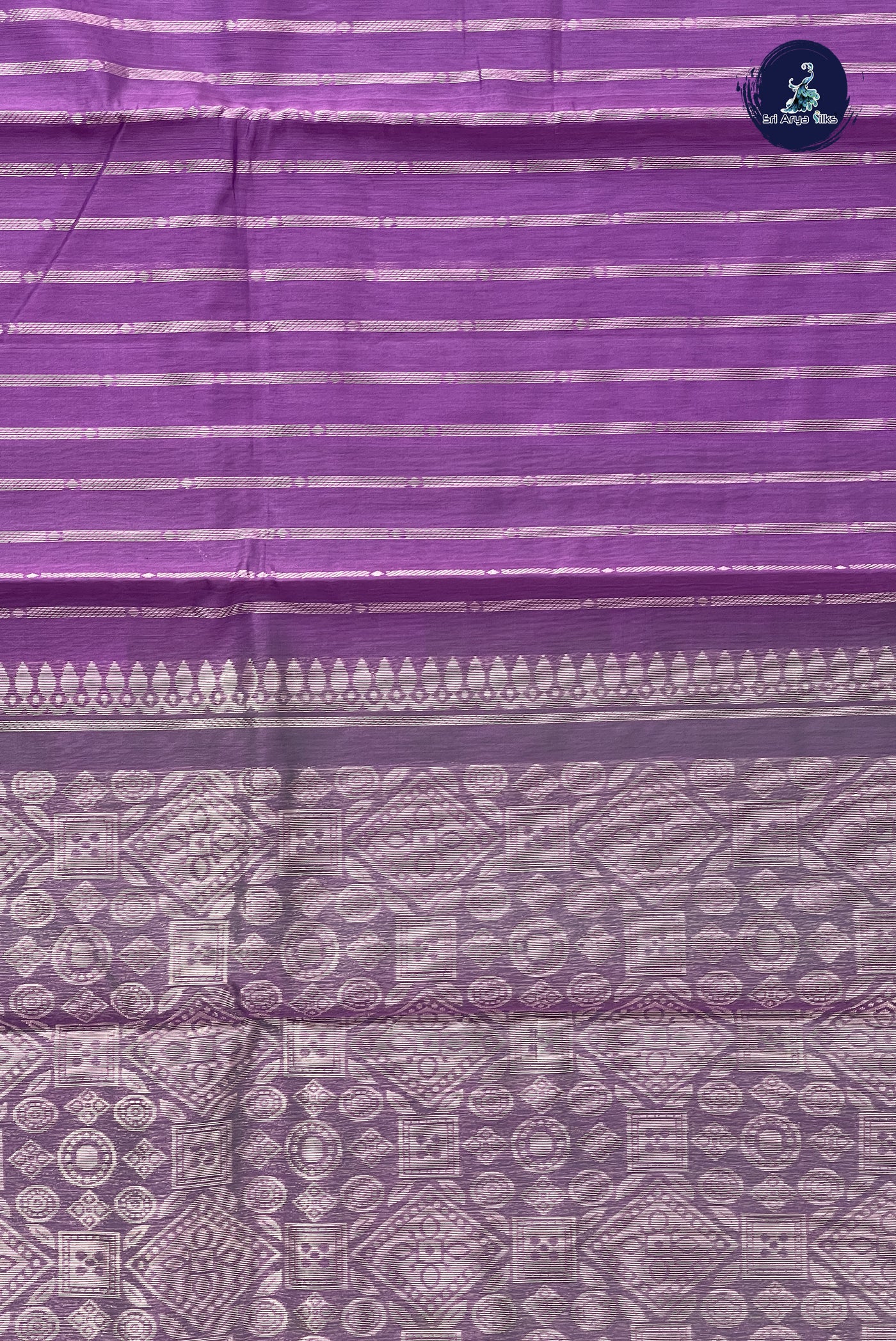 Violet Kora Sico Silk Cotton With Stripes Pattern