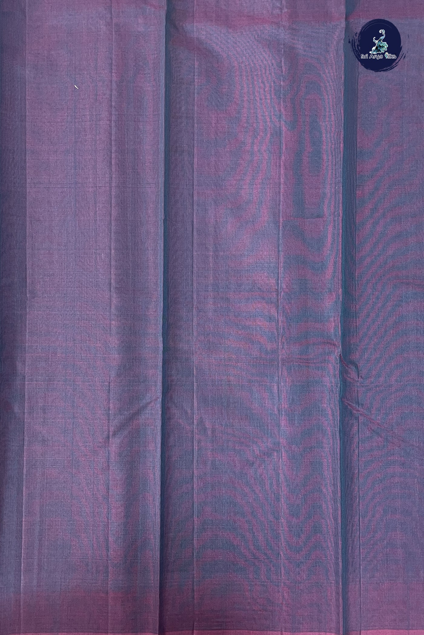 Peacock Blue Kora Sico Silk Cotton With Stripes Pattern