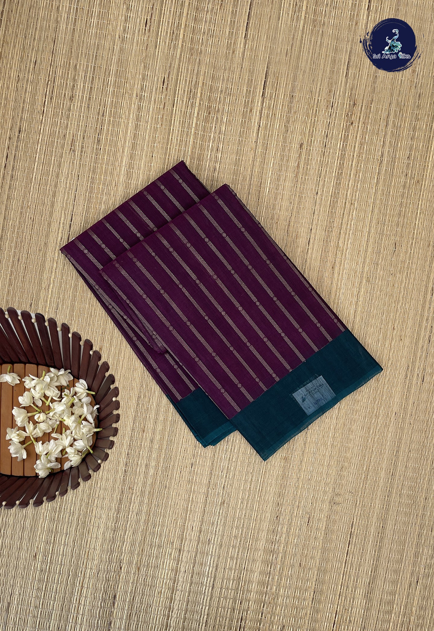 Jamun Kora Sico Silk Cotton With Stripes Pattern