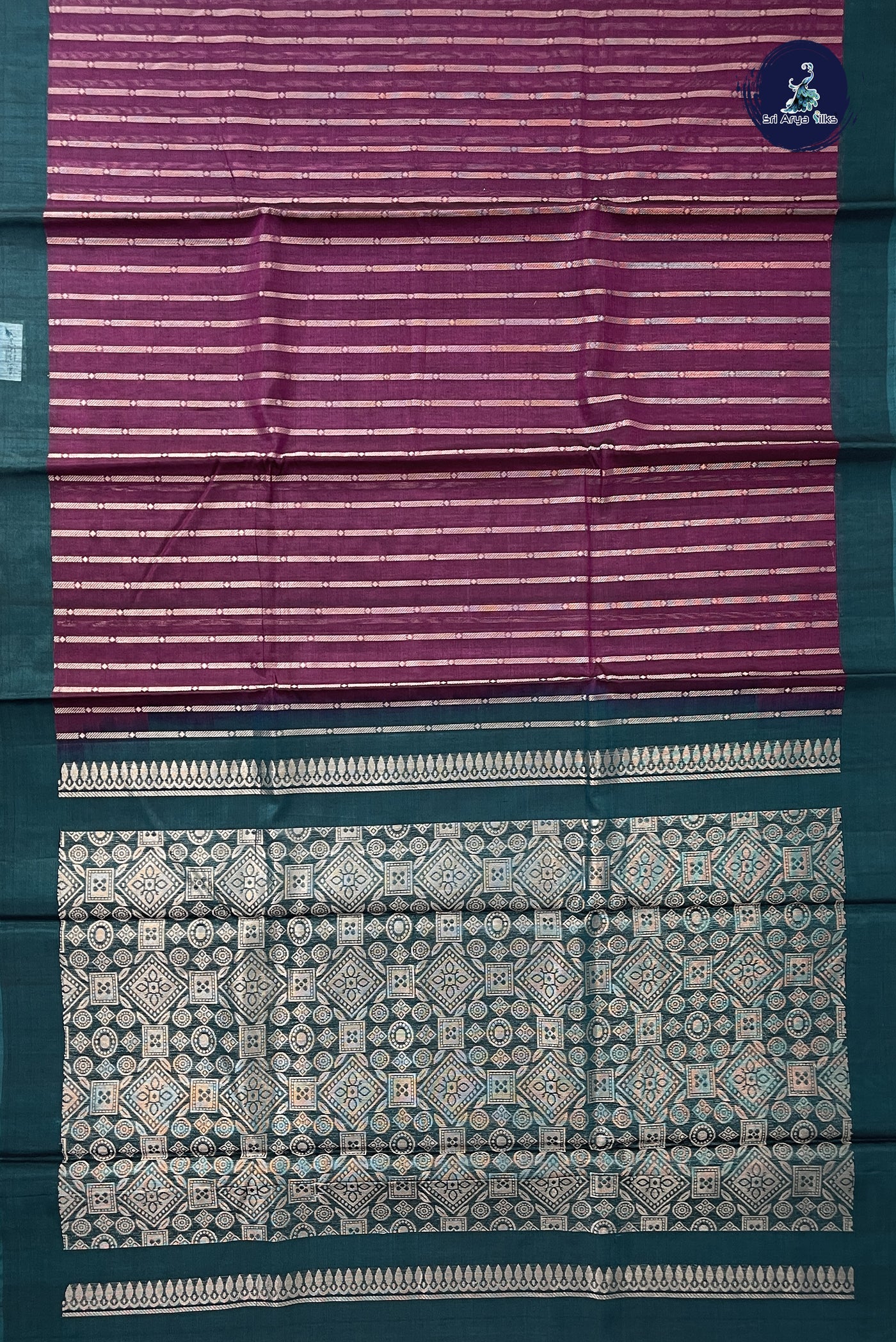 Jamun Kora Sico Silk Cotton With Stripes Pattern