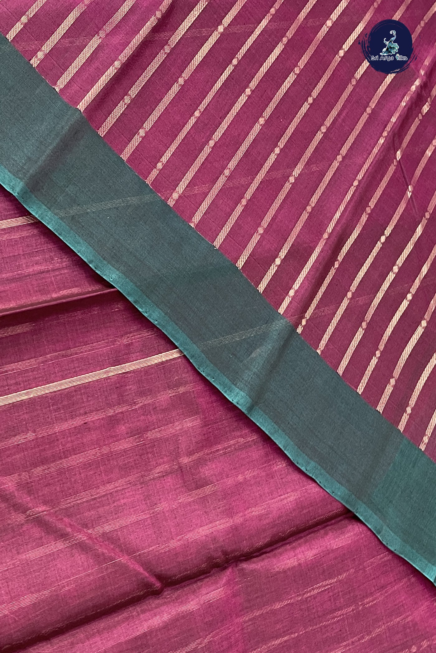 Jamun Kora Sico Silk Cotton With Stripes Pattern