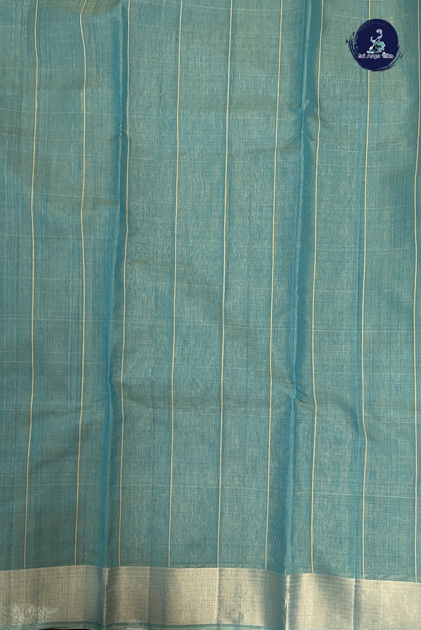Teal Kora Sico Silk Cotton With Checked Pattern