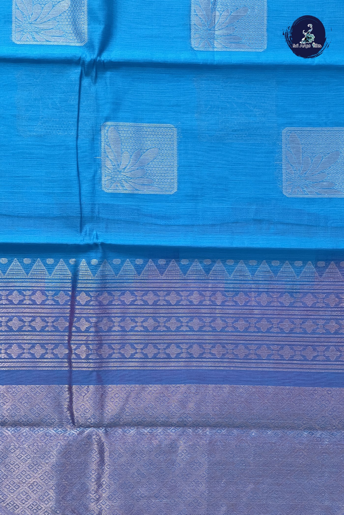 Copper Sulphate Blue Kora Sico Silk Cotton With Zari Buttas Pattern