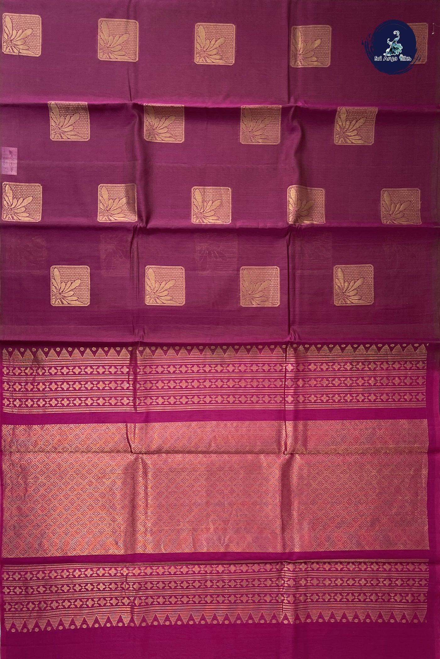BeetRoot Shade Kora Sico Silk Cotton With Zari Buttas Pattern