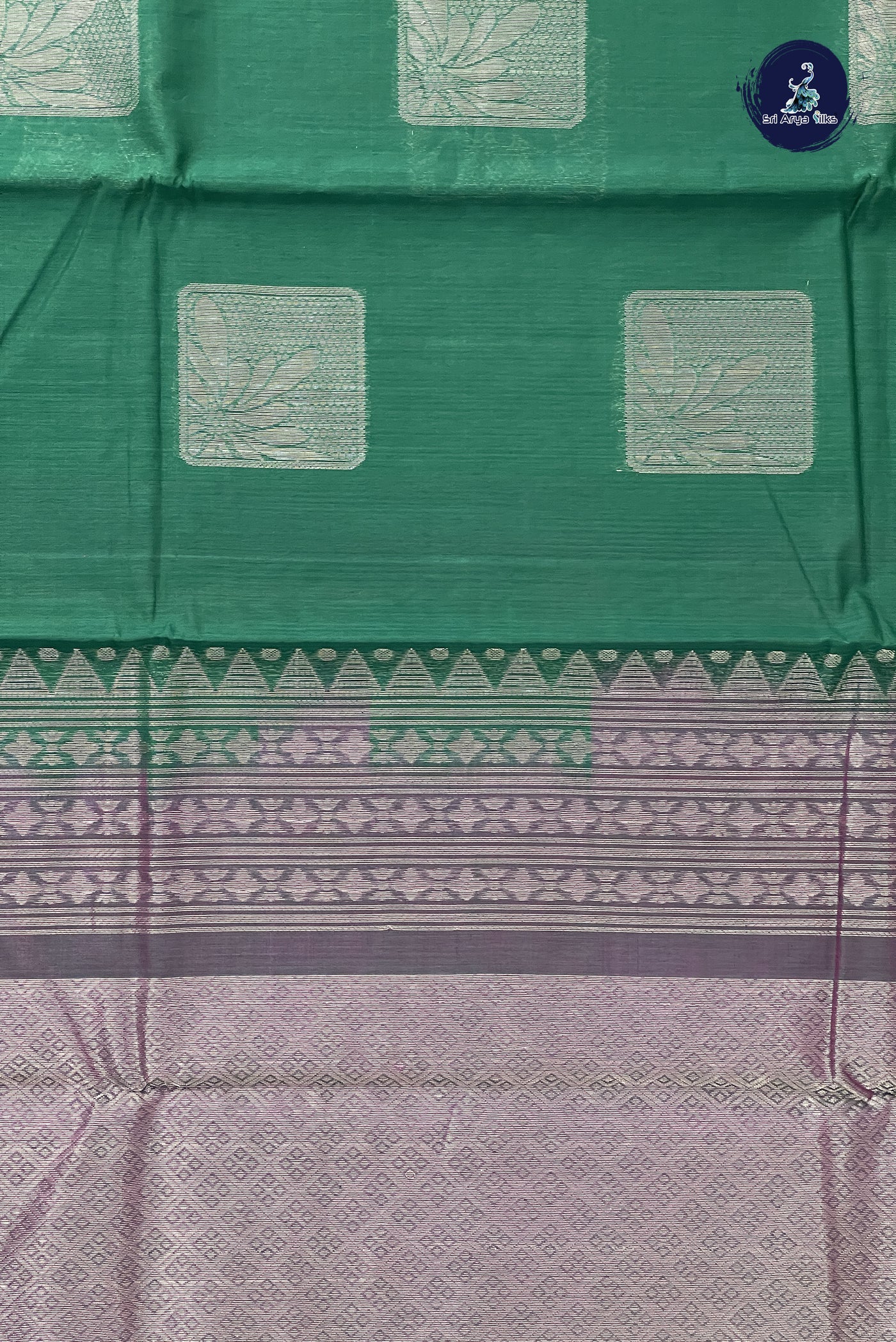 Dark Green Kora Sico Silk Cotton With Zari Buttas Pattern