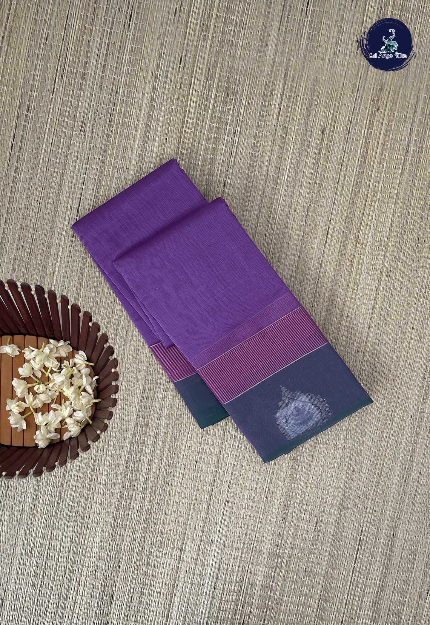 Lavender Kora Sico Silk Cotton With Plain Pattern