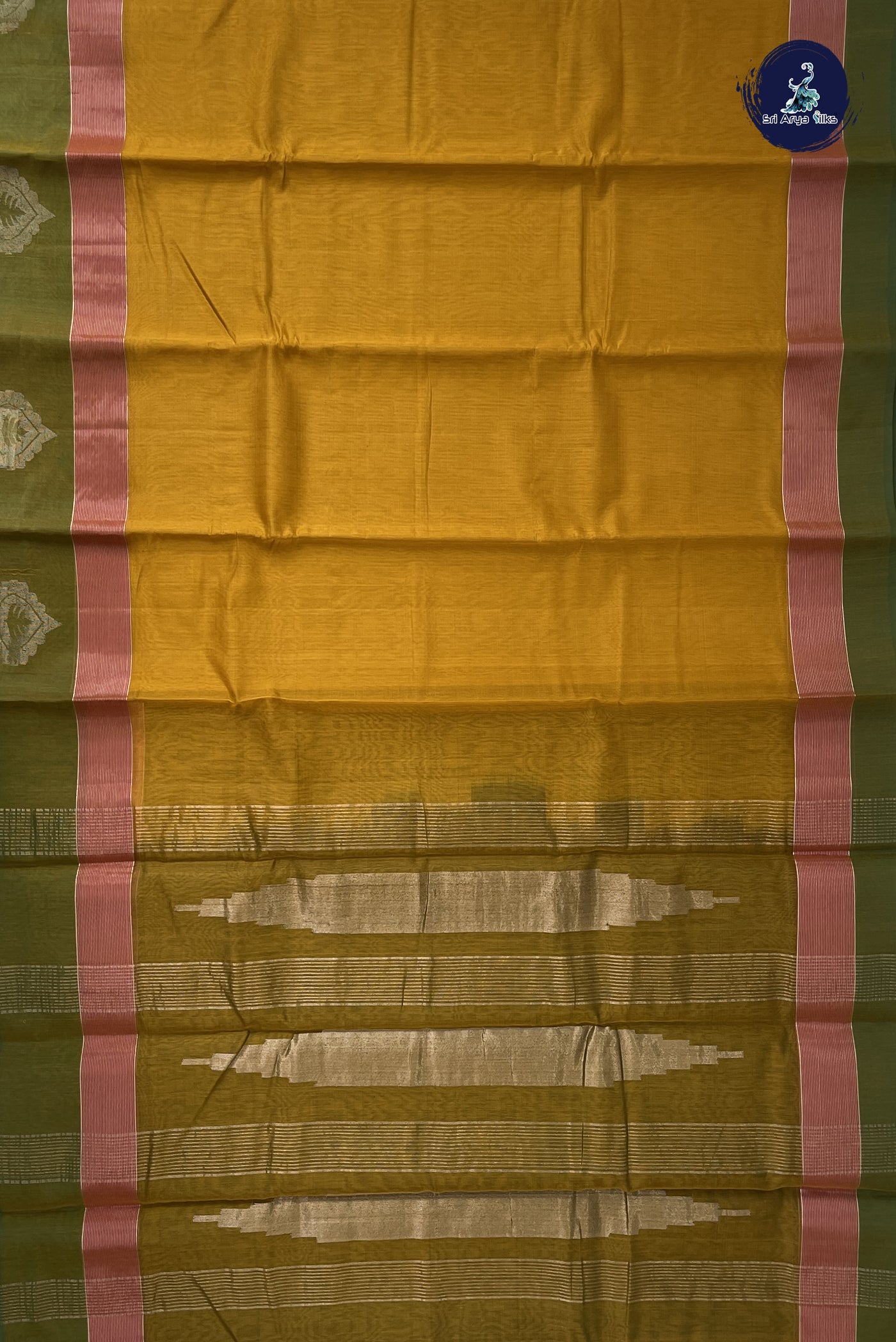 Mustard Yellow Kora Sico Silk Cotton With Plain Pattern