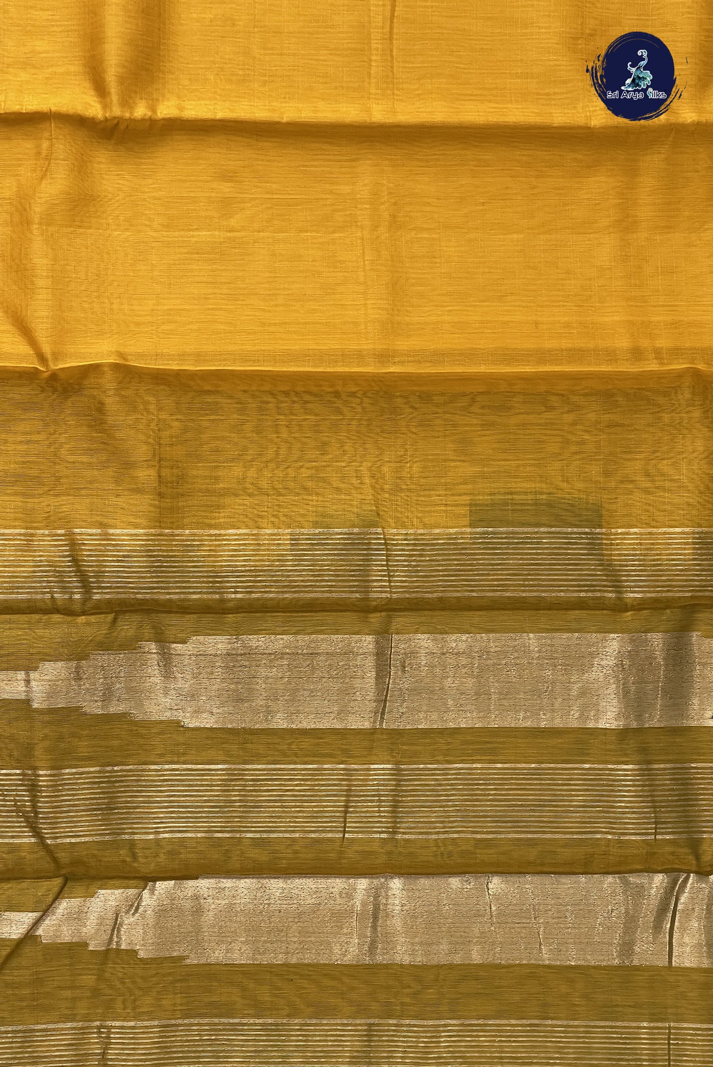Mustard Yellow Kora Sico Silk Cotton With Plain Pattern