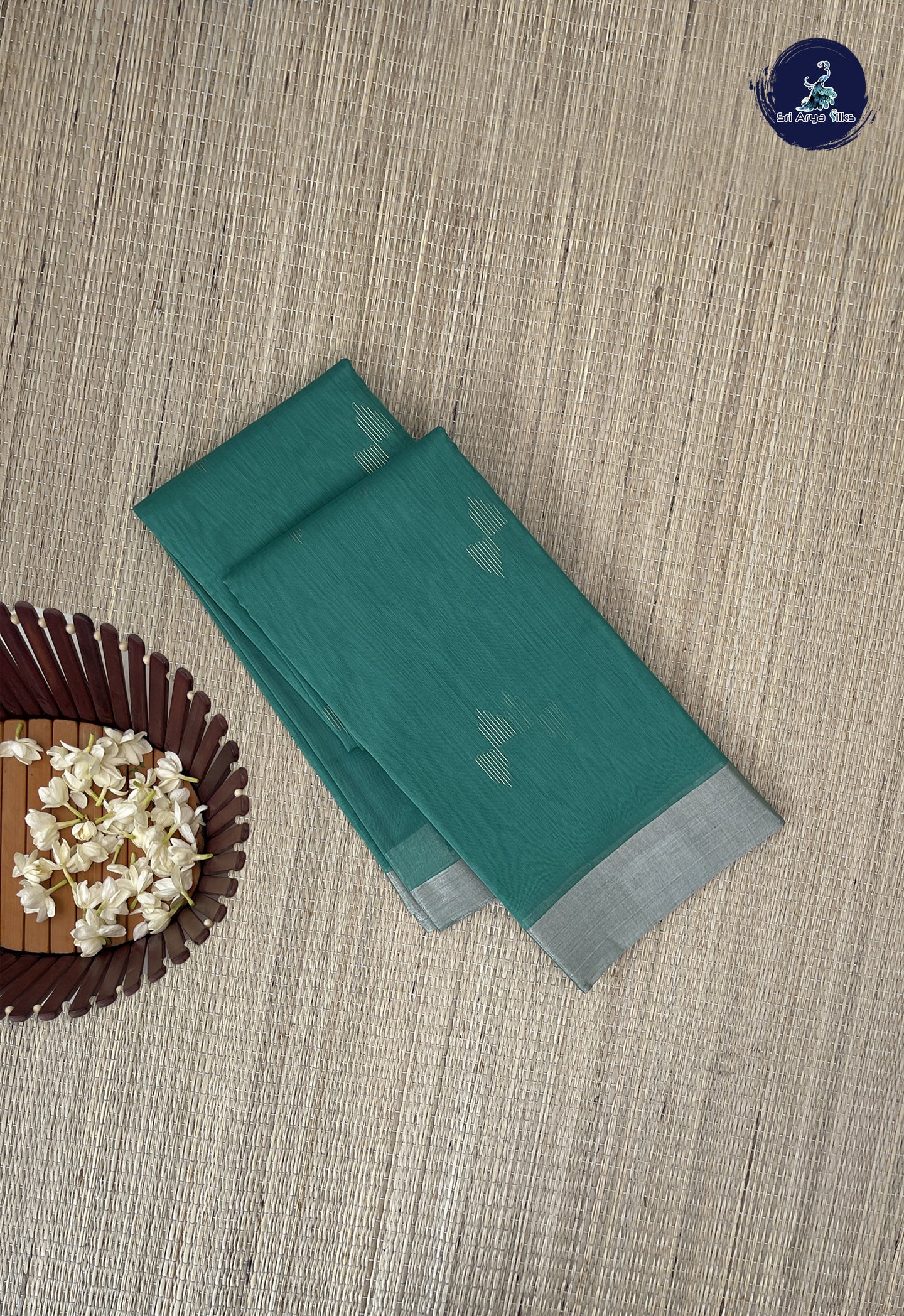 Green Kora Sico Silk Cotton With Zari Buttas Pattern