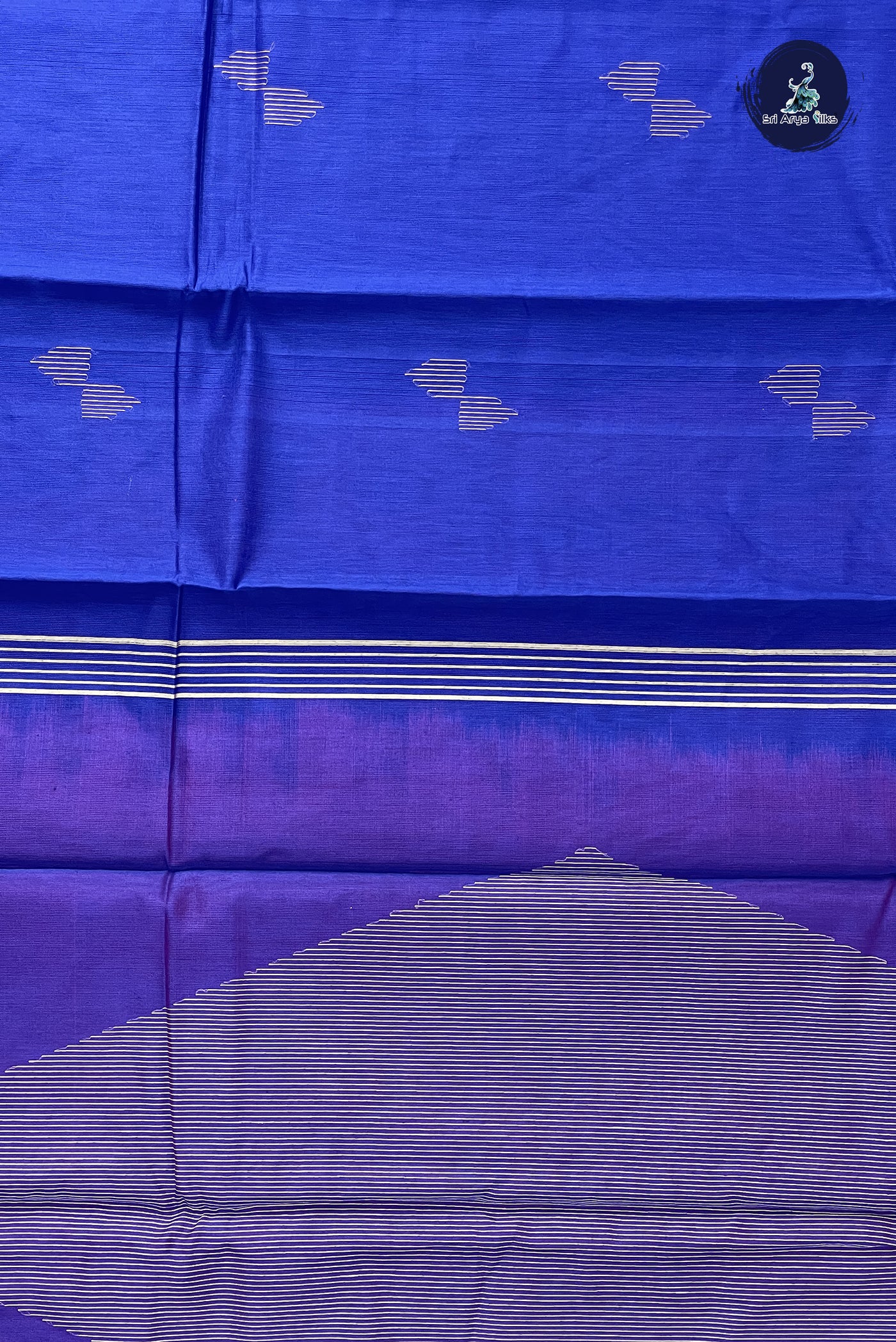 Royal Blue Kora Sico Silk Cotton With Zari Buttas Pattern