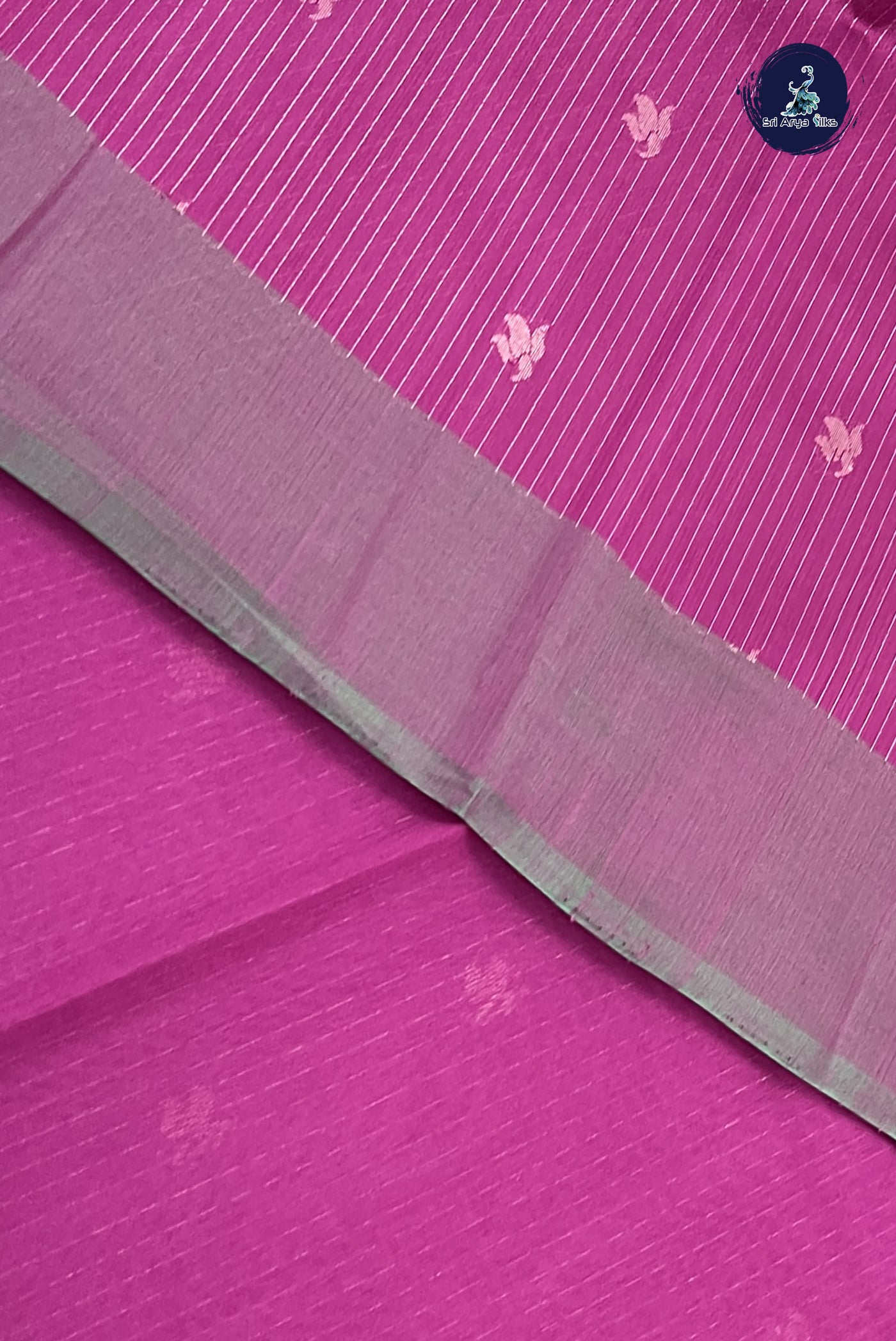 BeetRoot Shade Kora Sico Silk Cotton With Stripes Pattern