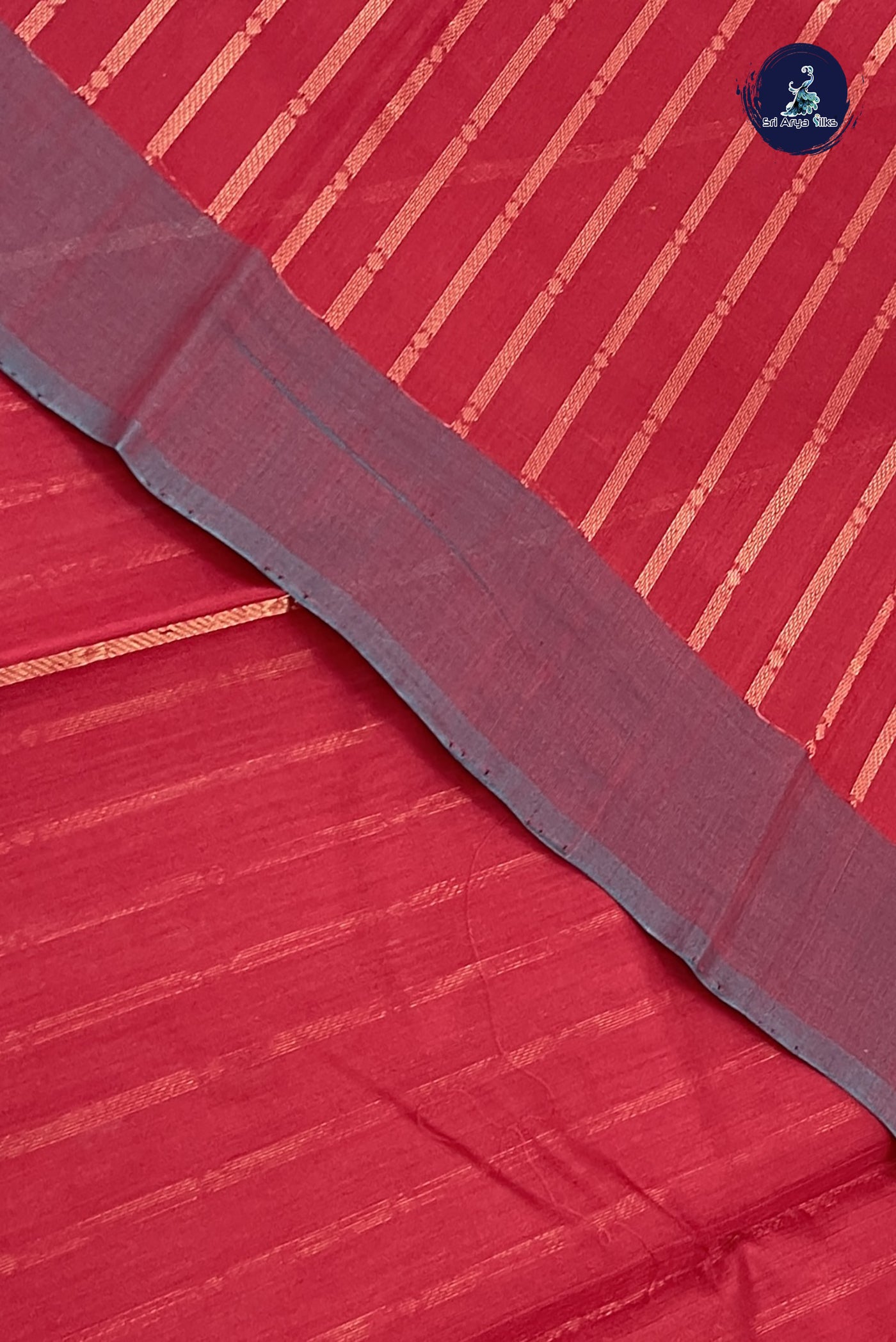 Maroon Kora Sico Silk Cotton With Stripes Pattern
