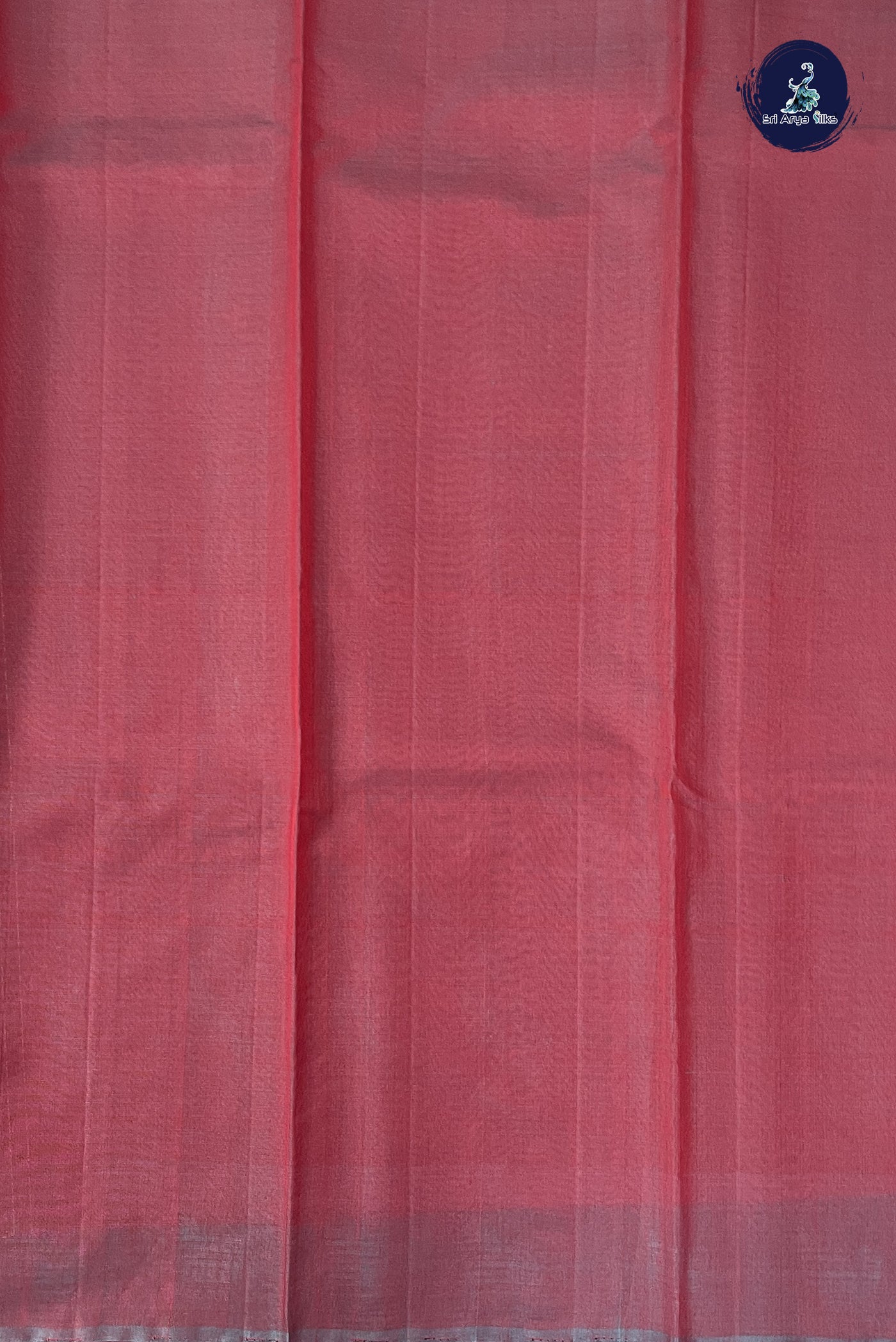 Red Kora Sico Silk Cotton With Stripes Pattern