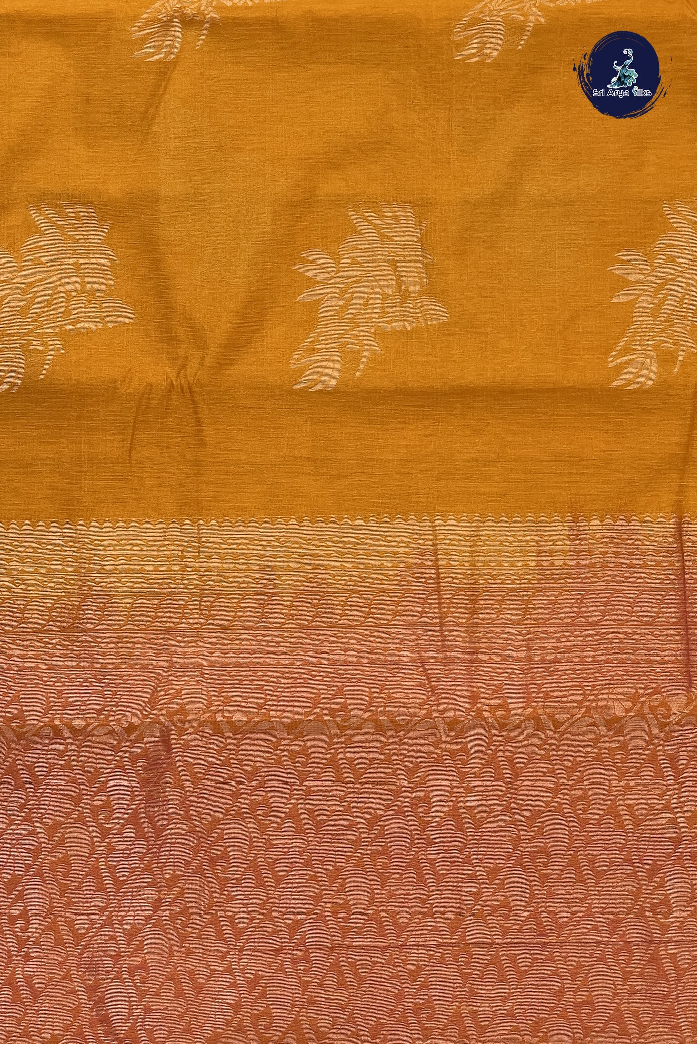 Yellow Kora Sico Silk Cotton With Zari Buttas Pattern