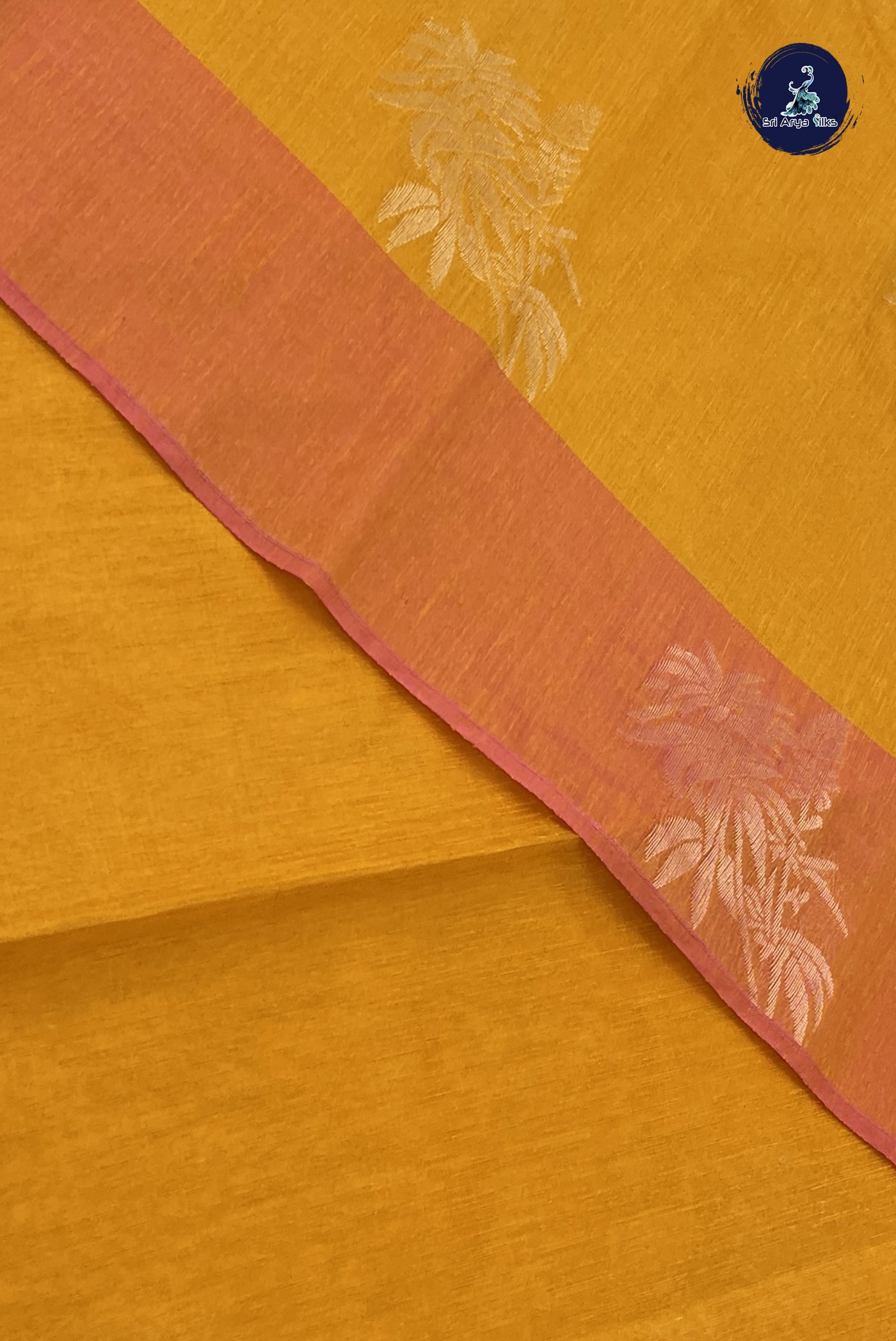 Yellow Kora Sico Silk Cotton With Zari Buttas Pattern