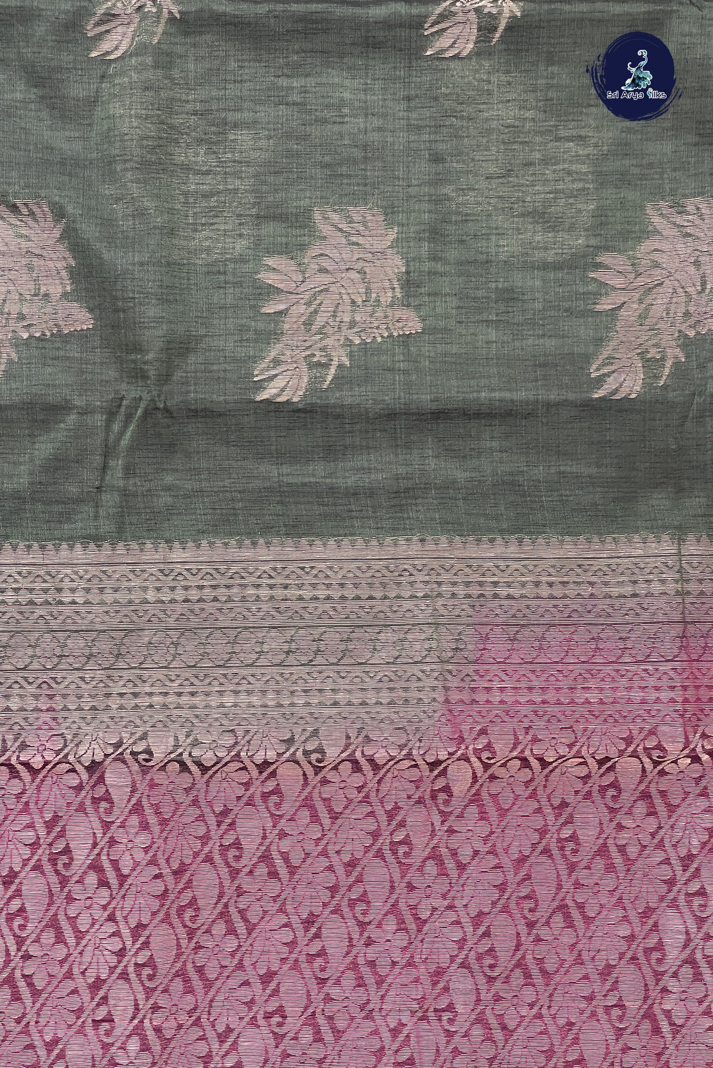 Dark Green Kora Sico Silk Cotton With Zari Buttas Pattern
